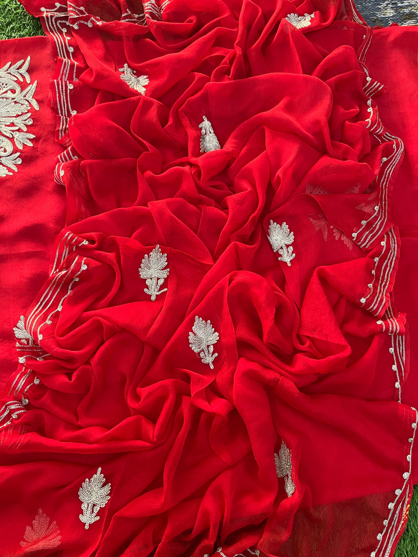 Red Silk Tilla Kashmiri Suit