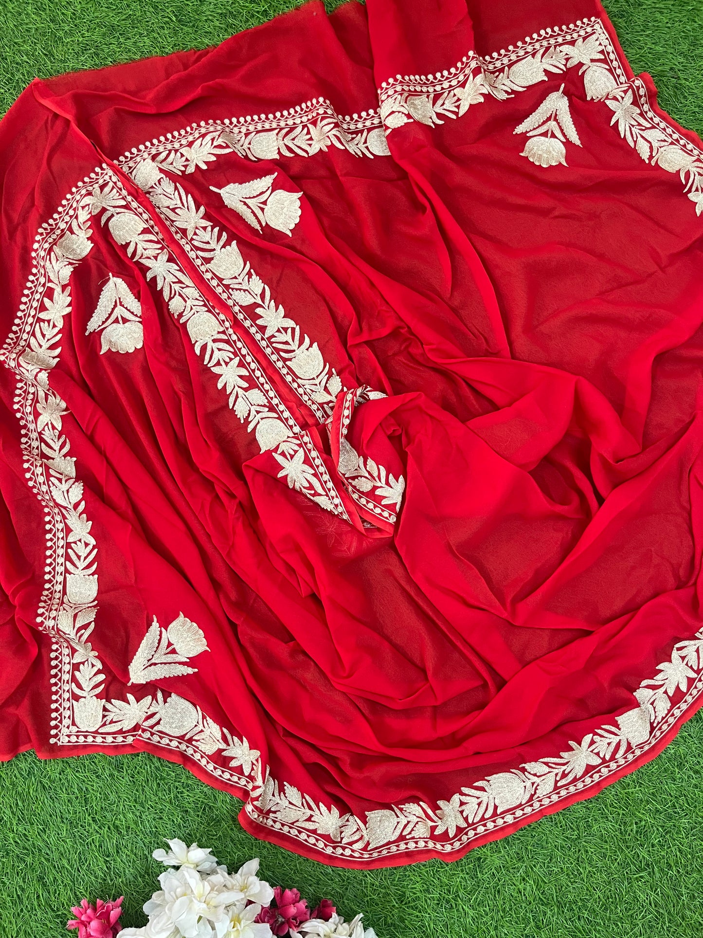 Kalaa’ Red Crape Kashmiri Suit