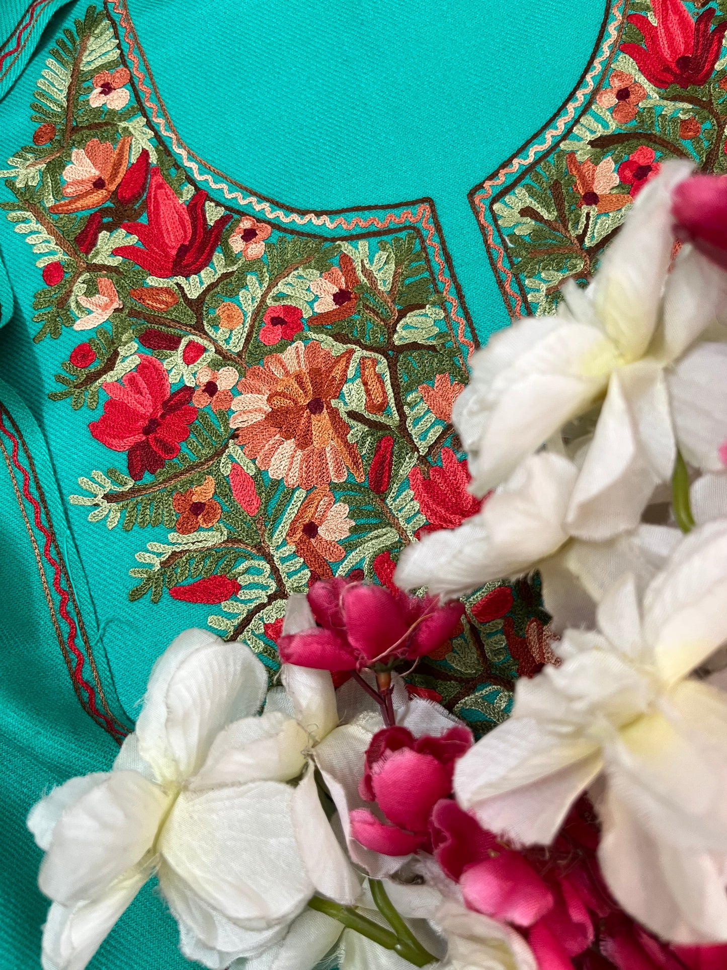 Sea Green Woollen Aari Embroidered 3pc suit