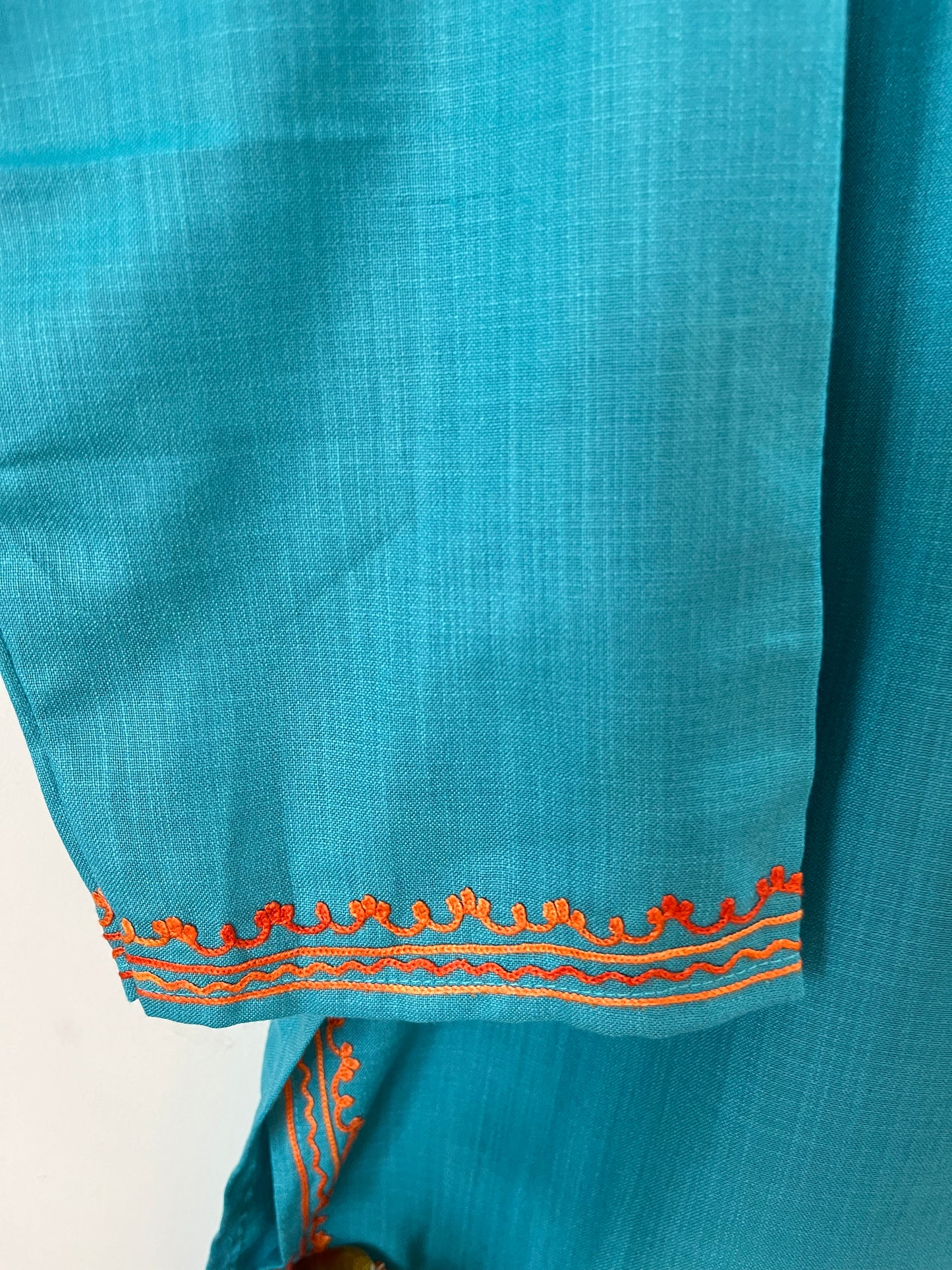 Sky Blue Cotton Aari Work Kurta