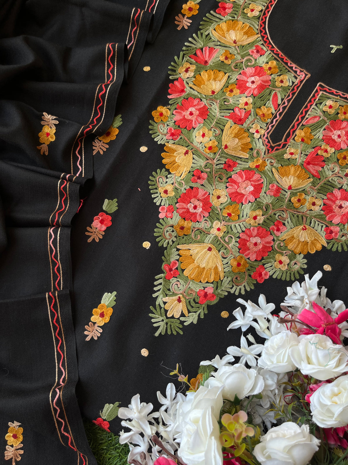 Black Woollen Aari Embroidered 3pc suit
