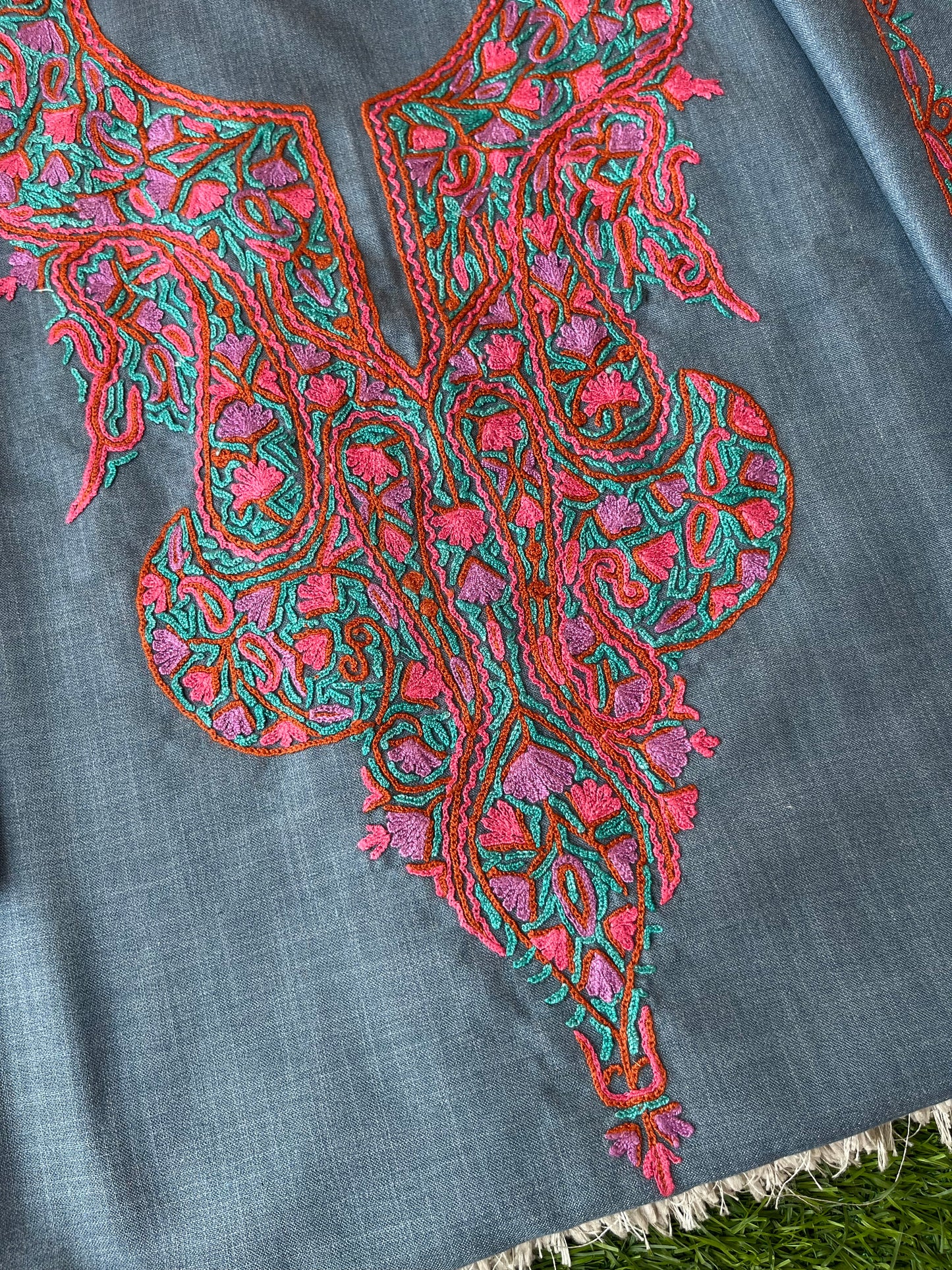 Grey Cotton Two Piece Suit (Hand Embroidered