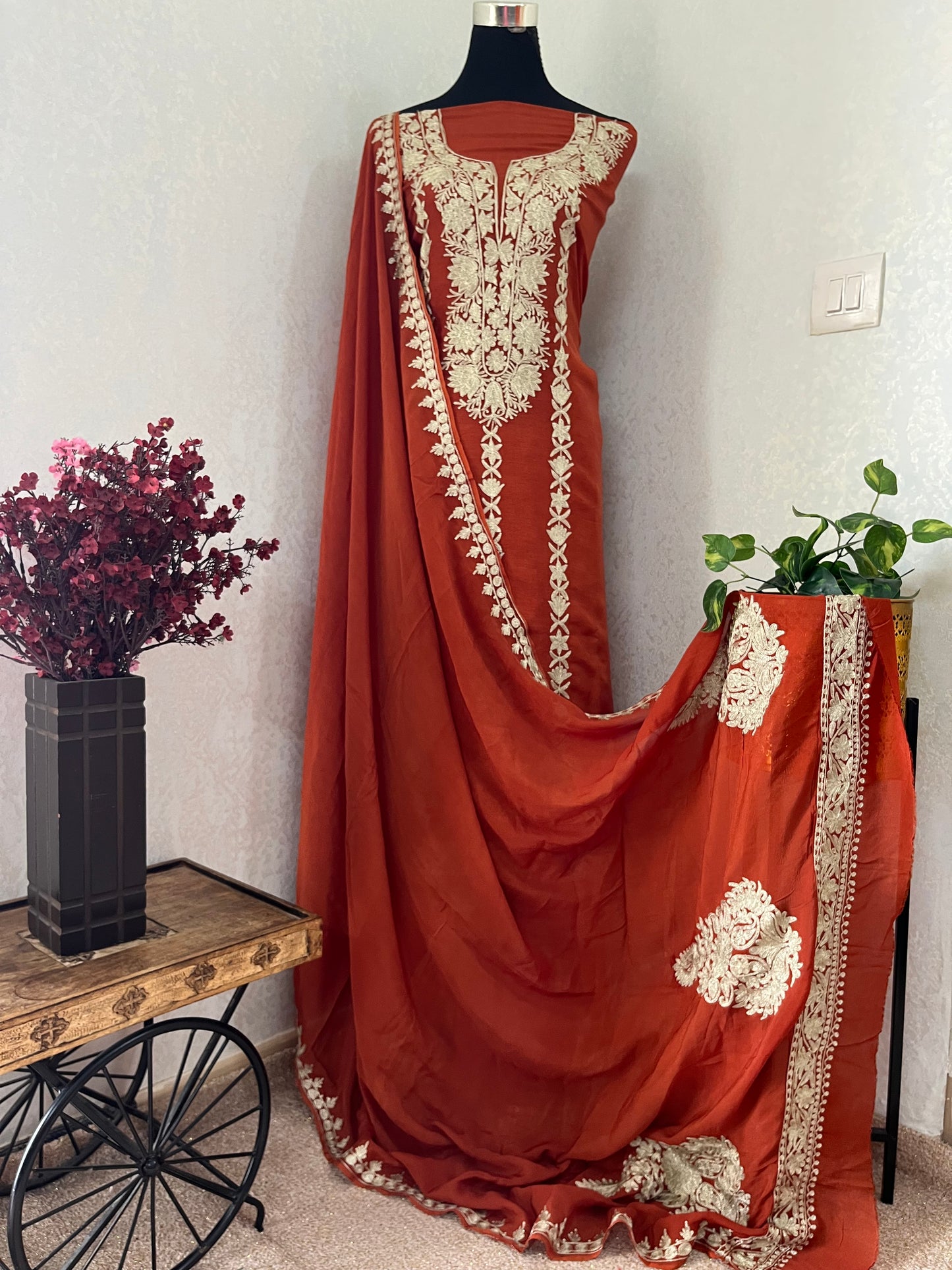 Rust Sanam Silk Kashmiri Suit