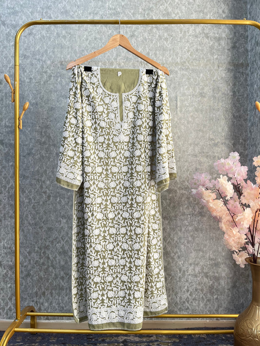 Georgette Front Back Jaal Kashmiri  Semi Stitched Kurta