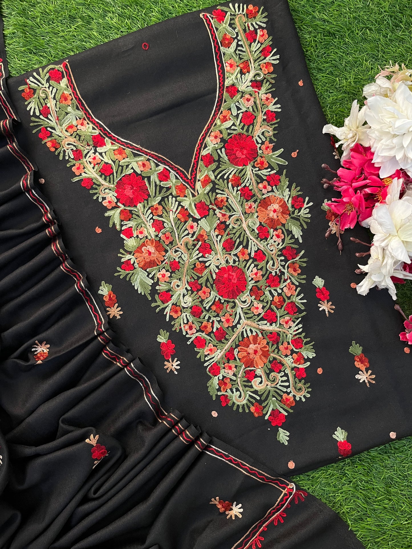 Black Woollen Aari Embroidered 3pc suit