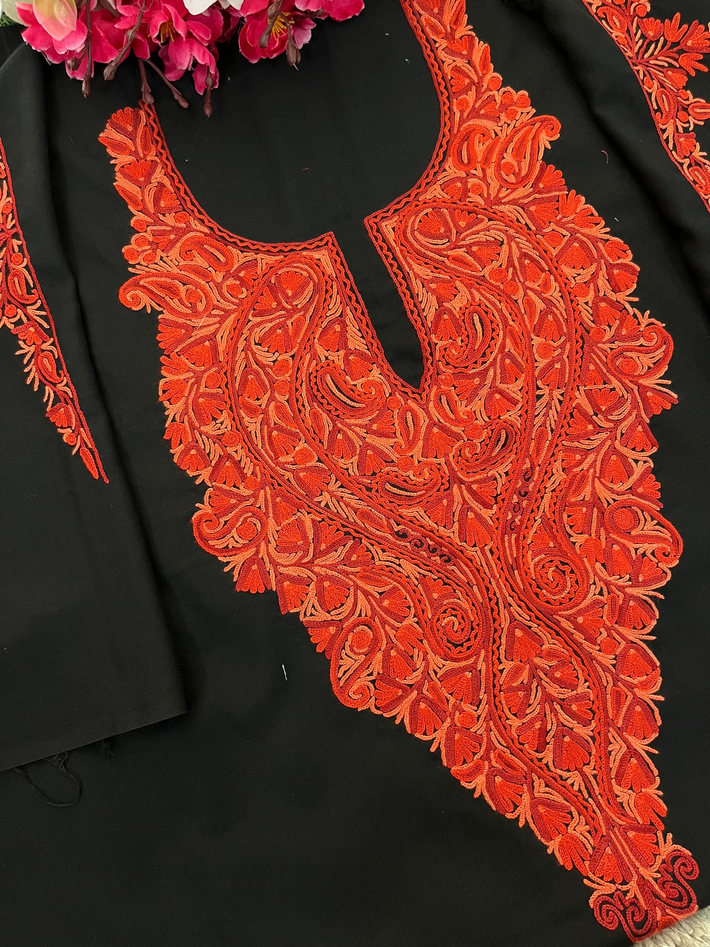 Black  Cotton Cord Set (Hand Embroidered)