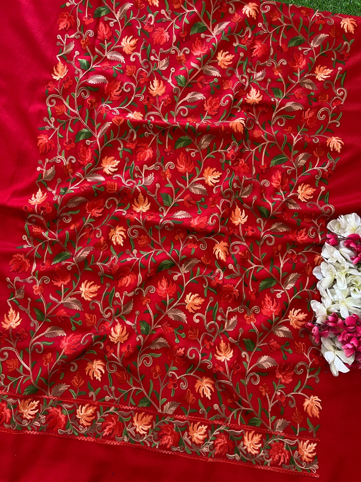 Red Woollen Kashmiri Suit (3pc)