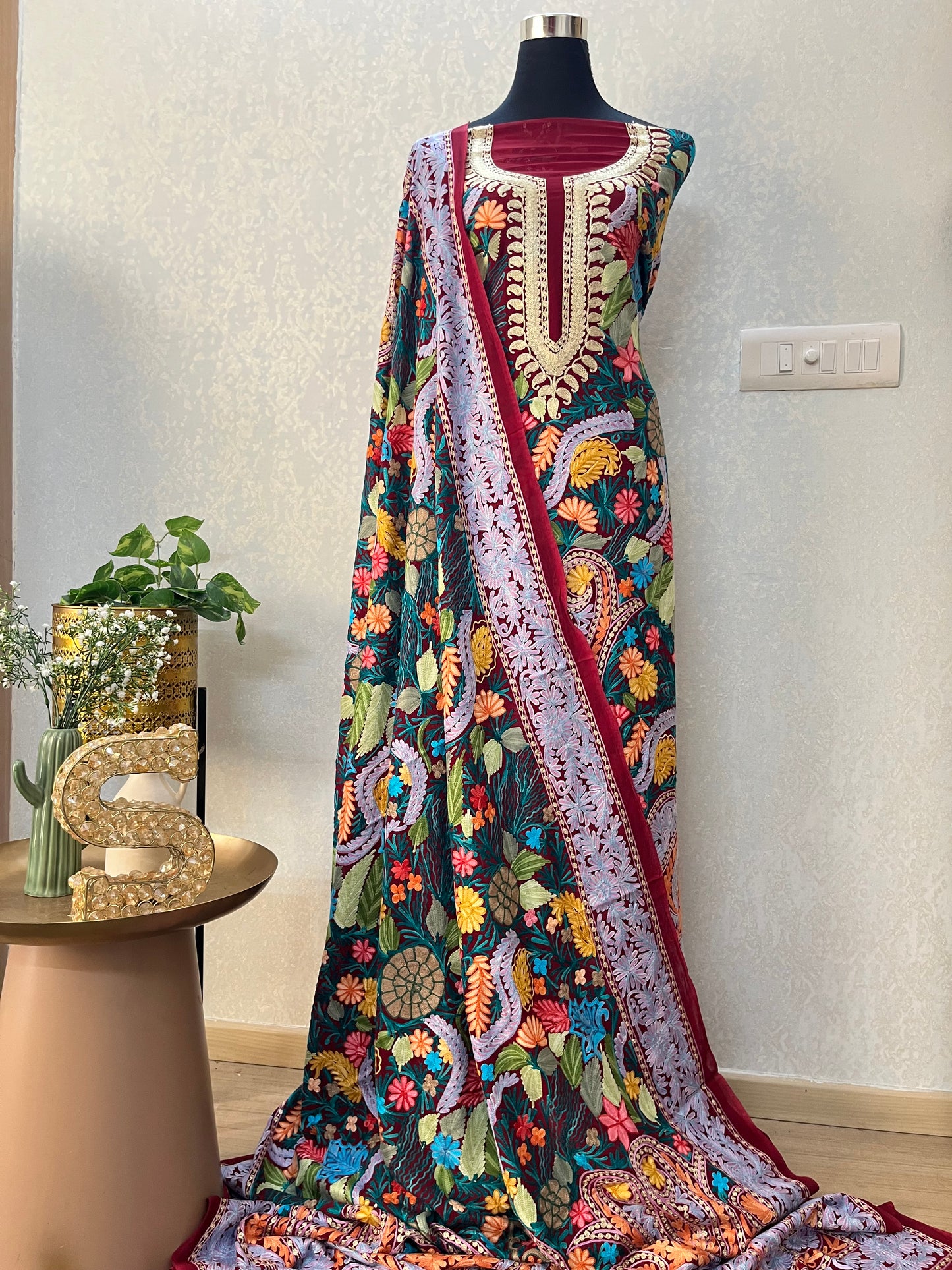 Maroon Premium Georgette Kashmiri Suit