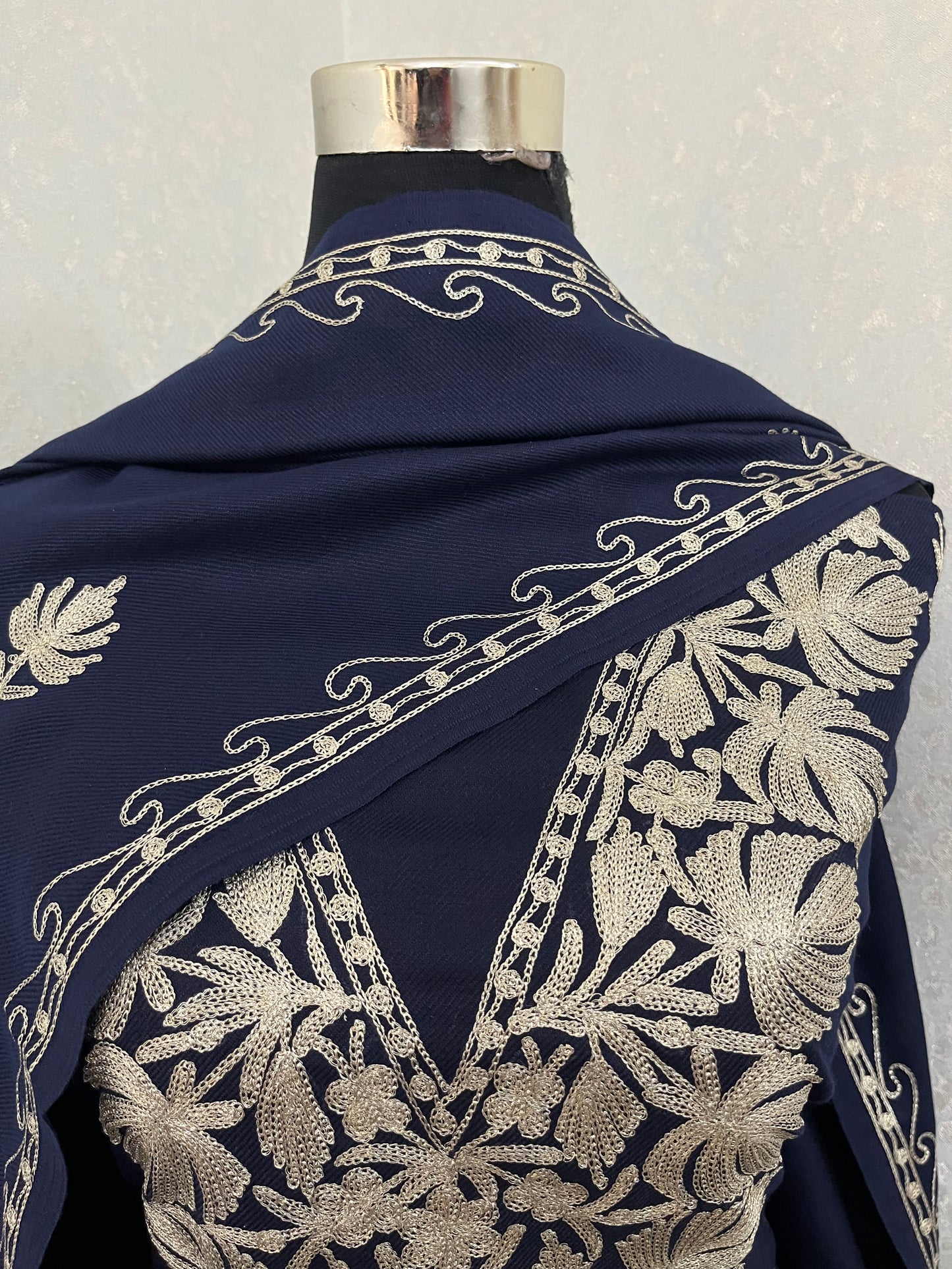 Navy Blue Tilla Embroidered 3pc Suit Stole