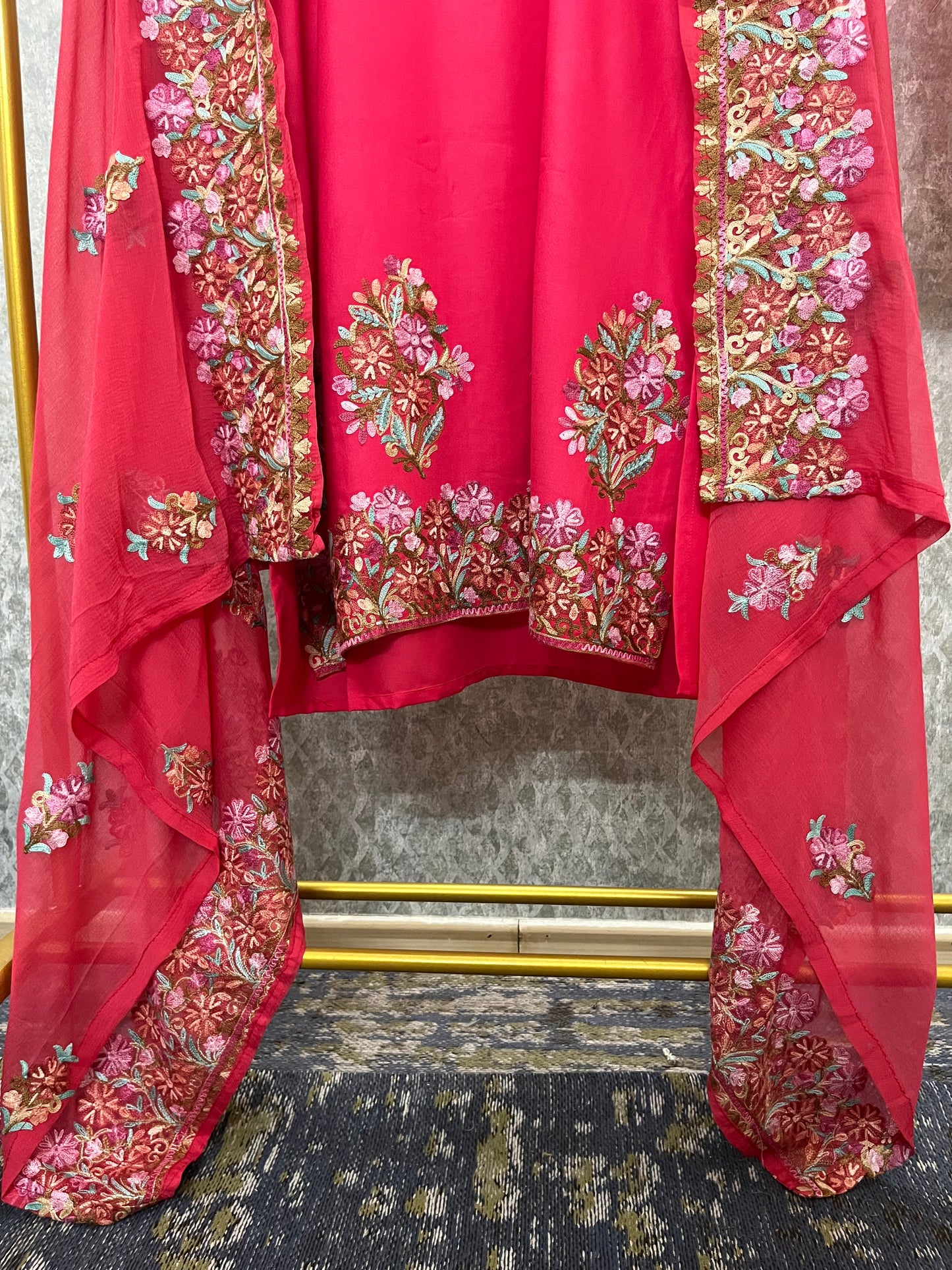 Carrot Pink Cotton Stitched Co-ord Set with dupatta (44)