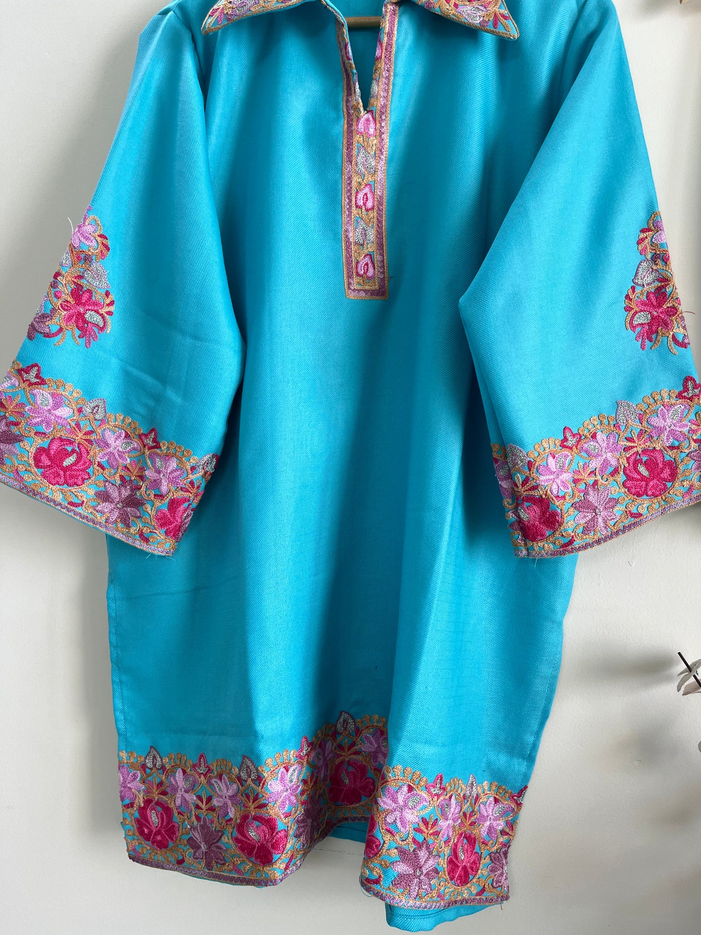 Sky Blue Woollen Stitched Co-ord Set (XL)