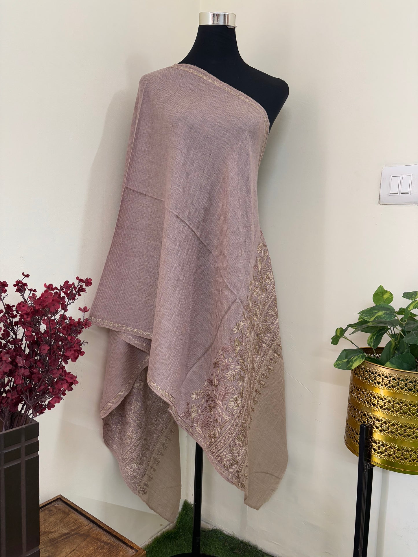 Onion Pink Pancchi Kashmiri Stole