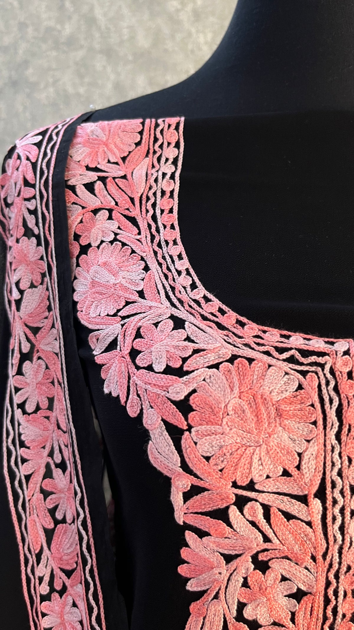 Georgette Black 3 Pc Kashmiri Suit