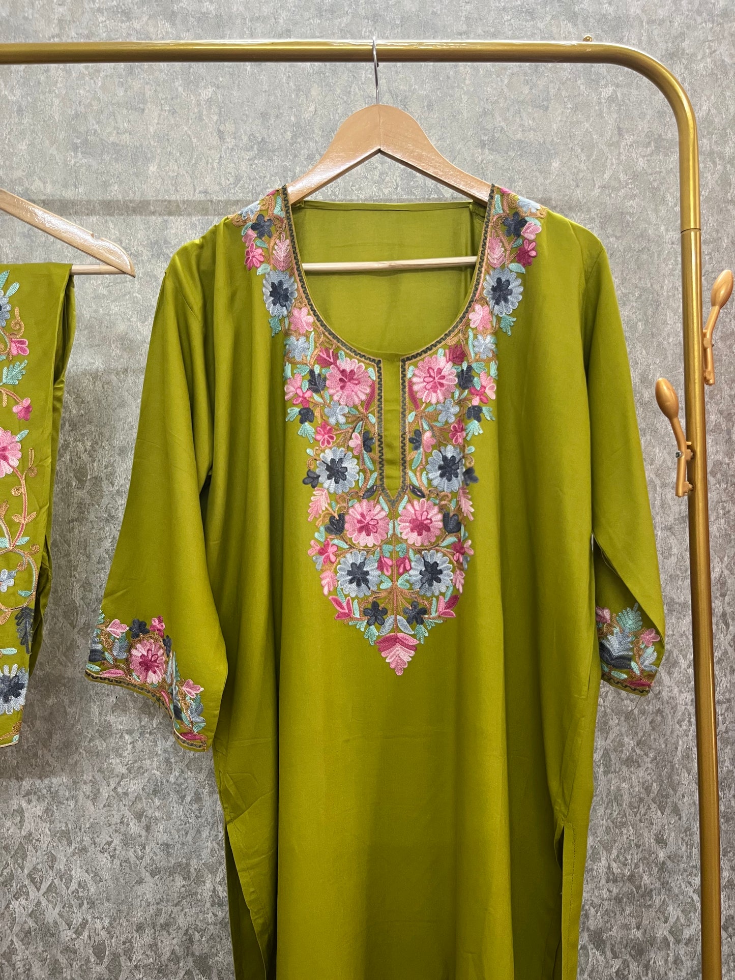 Heena Green Cotton Stitched Co-ord Set(46)