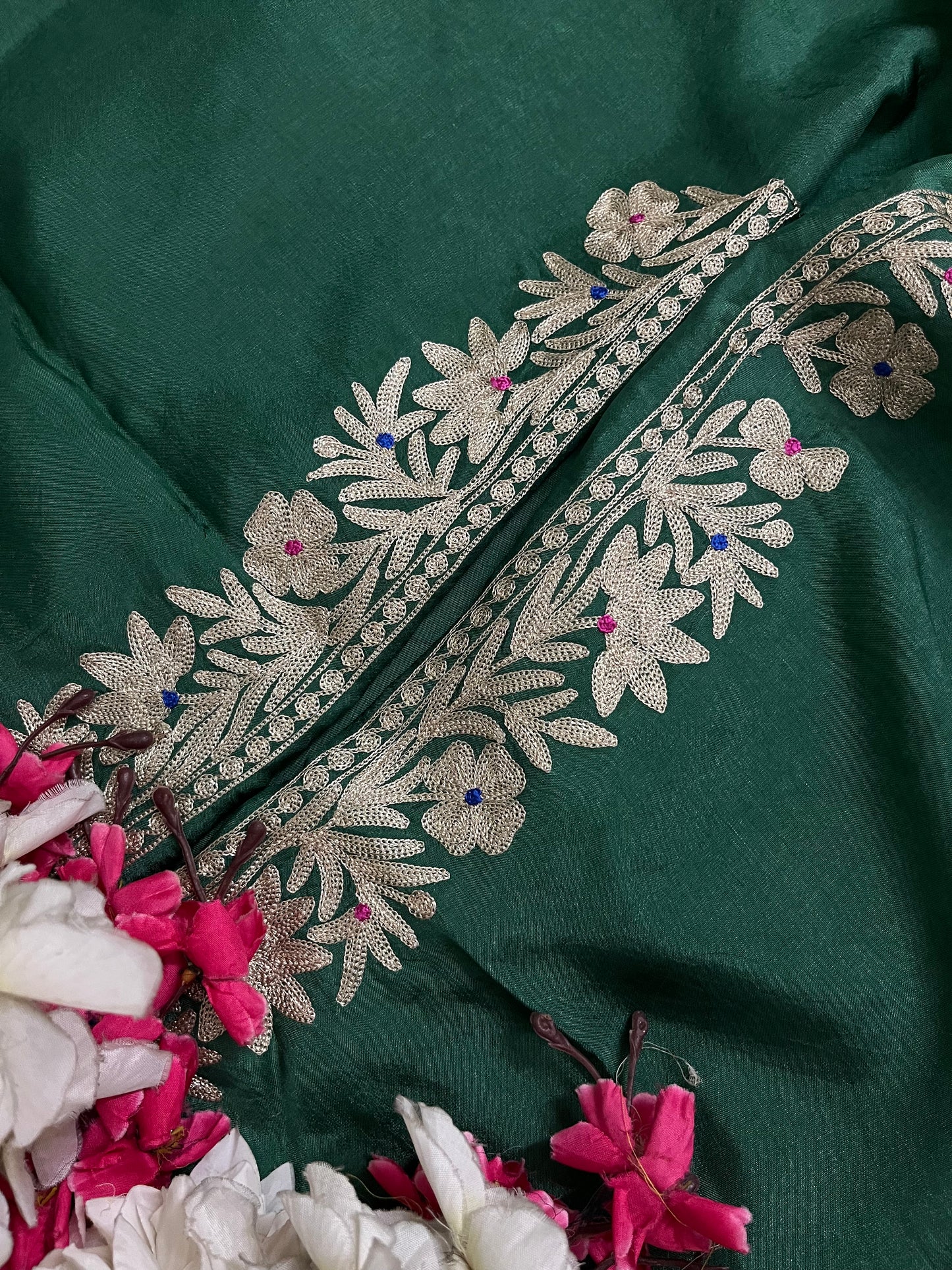 Soft Green Opada Silk Kashmiri Suits