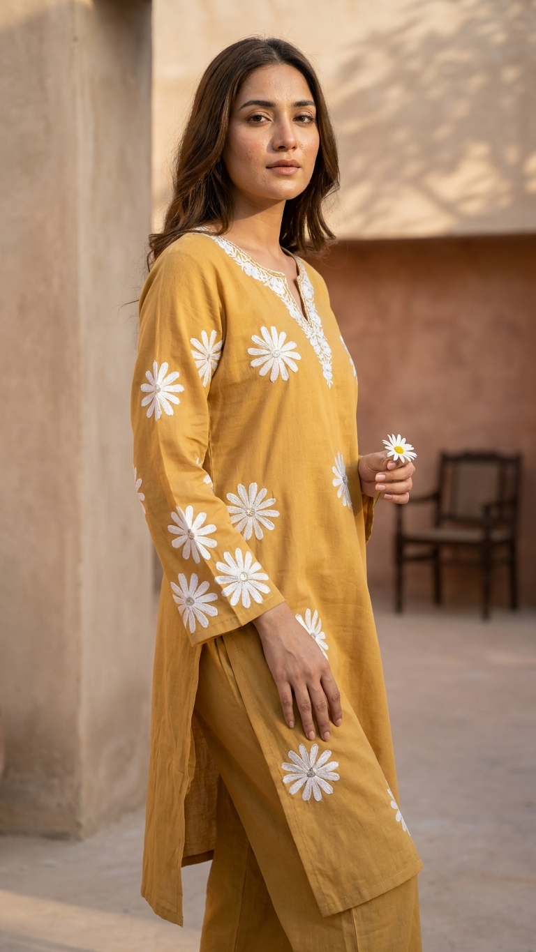 Soft Yellow Cotton Cord Set Size(40)