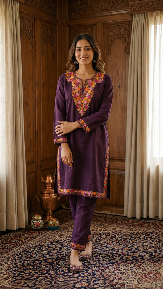 Soft Purple Cotton Stitched Co-ord Set (40)