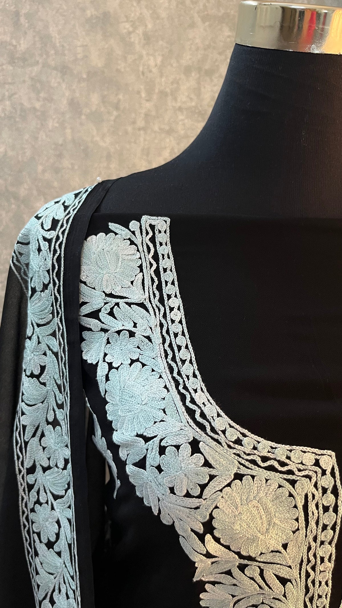 Georgette Black 3 Pc Kashmiri Suit