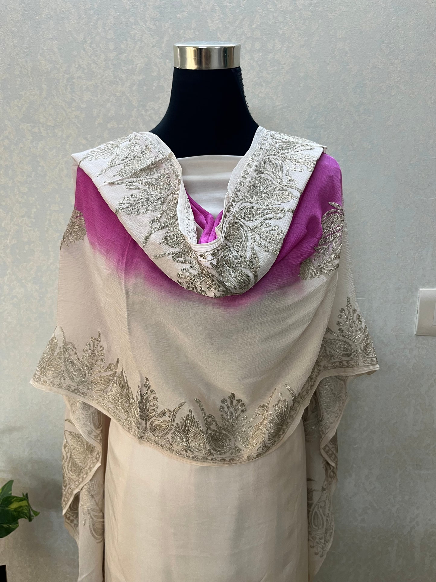 Ivory Sanam Silk Kashmiri Suit
