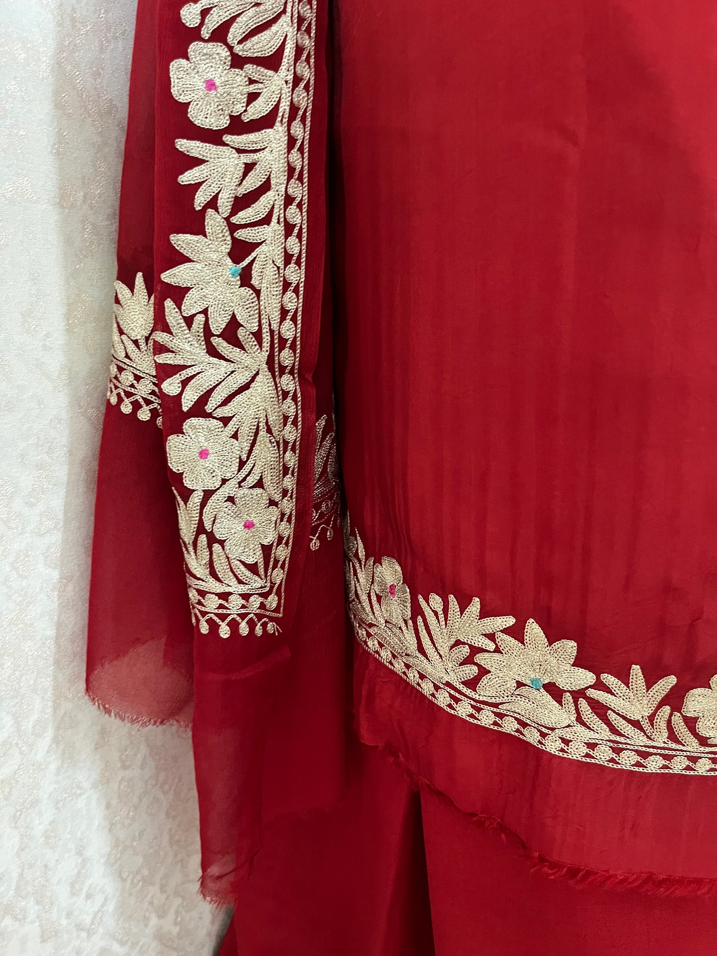 Maroon Opada Silk Kashmiri Suits