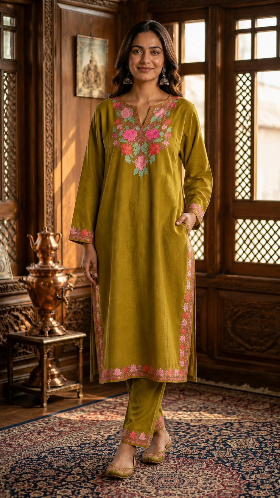 Henna Color Cotton Pheran Set (40)