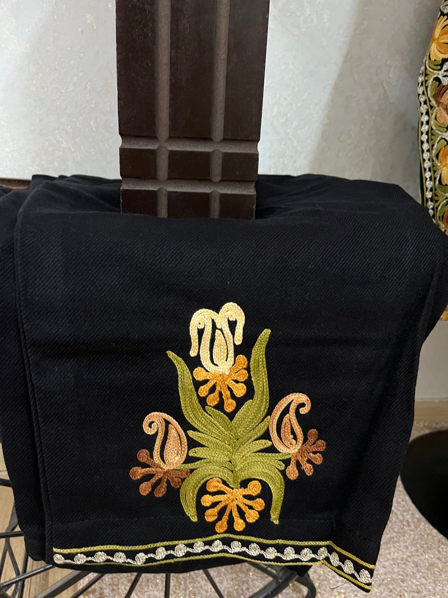 Black Woollen Kashmiri Kaftan Set