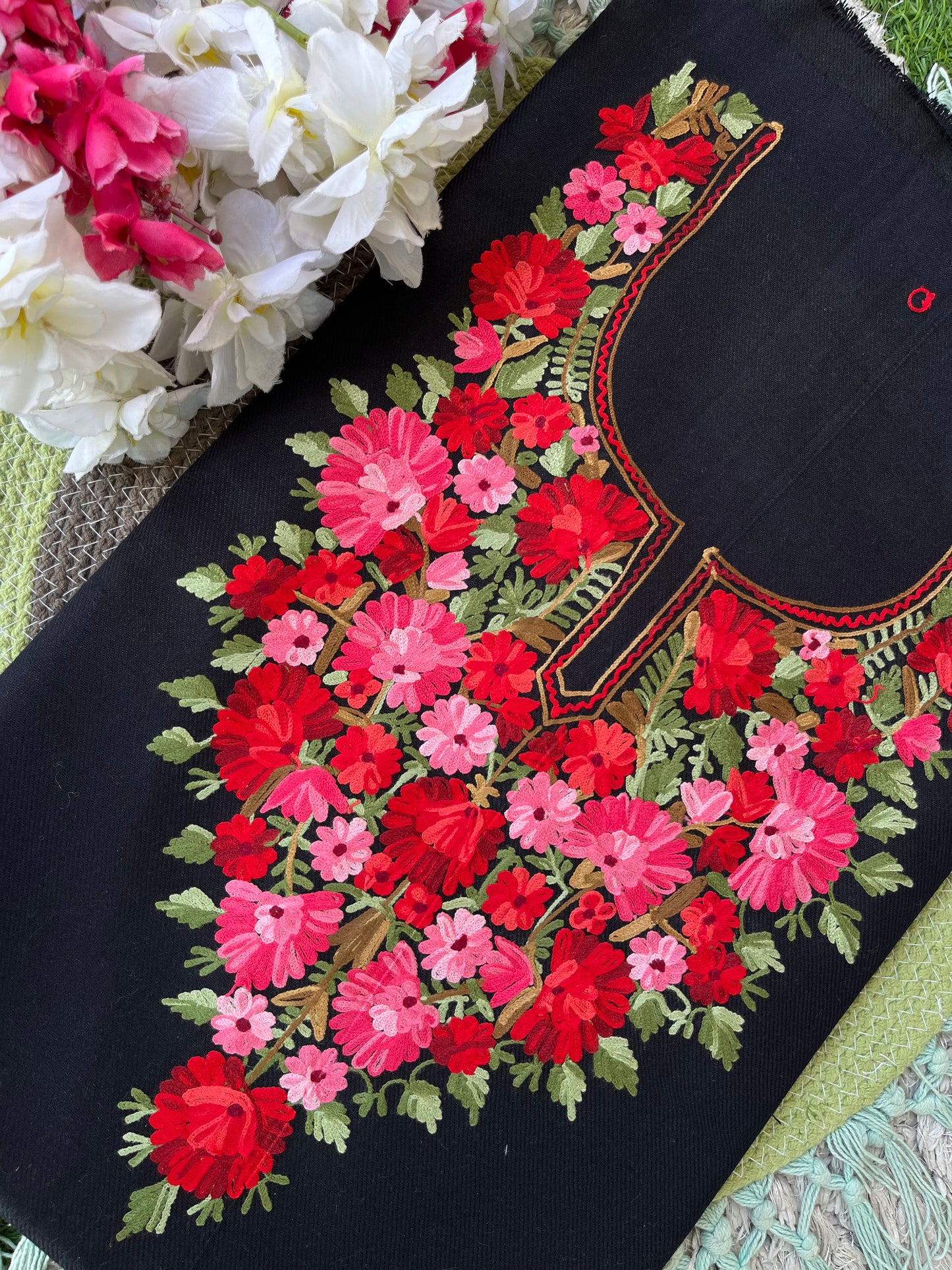 Black Woollen Aari Embroidered 2pc suit 5mtr