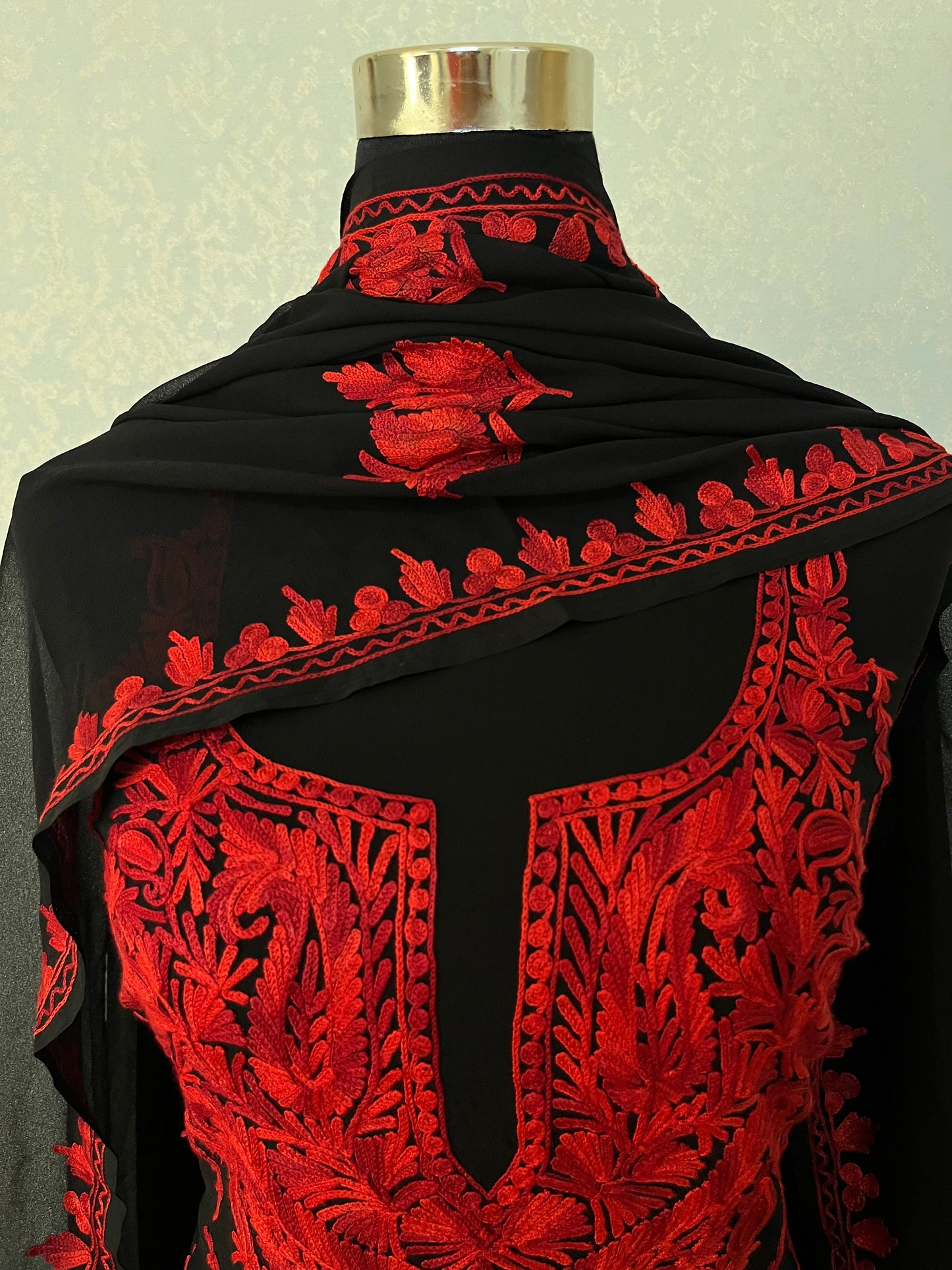 Georgette Black 3 Pc Kashmiri Suit