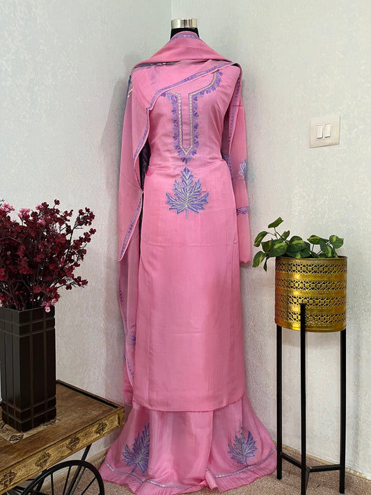 Pink Opada Silk Kashmiri Suits
