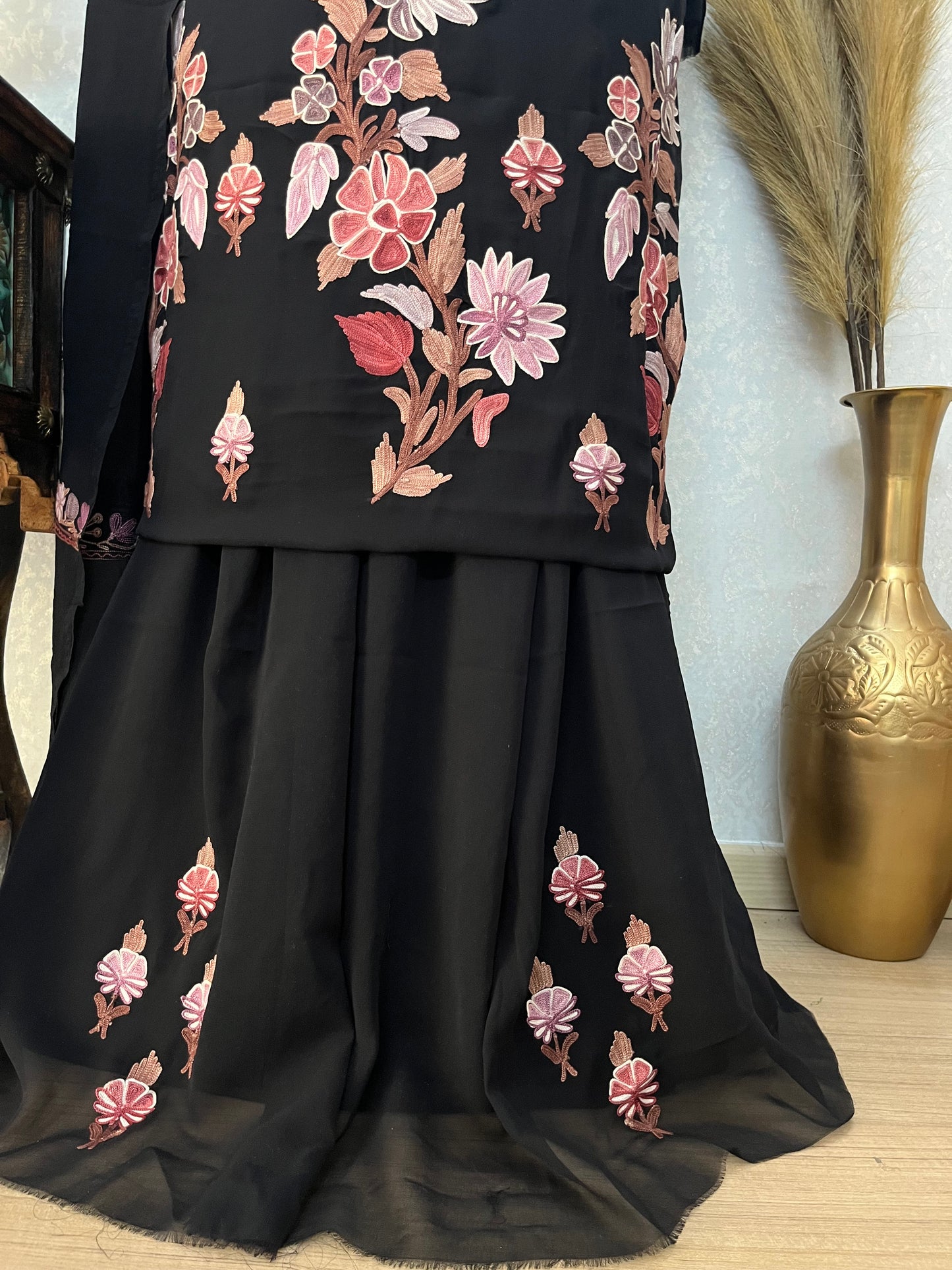 Black Georgette 3Pc Kashmiri Suit