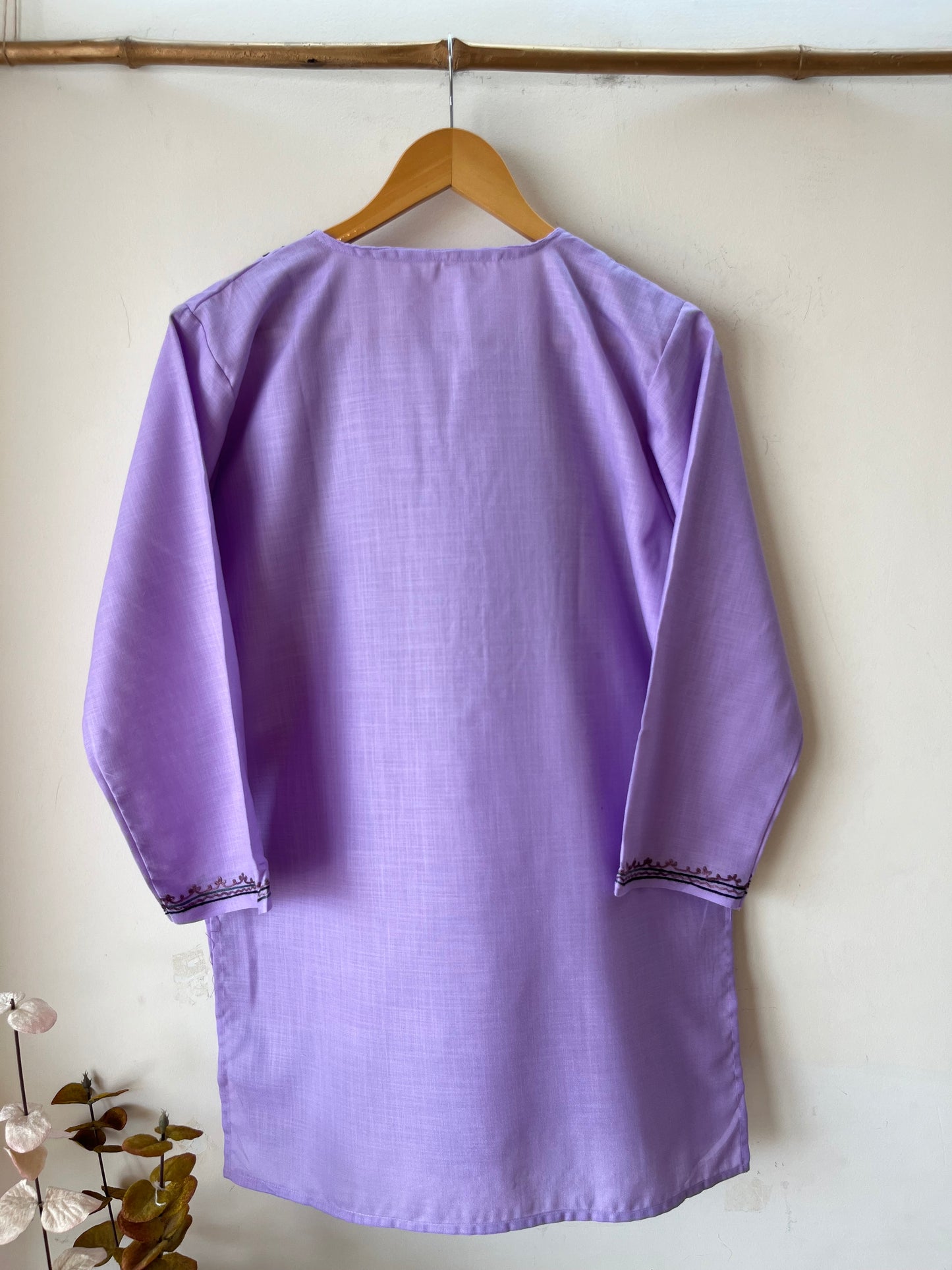 Lavender Cotton Aari Work Kurti