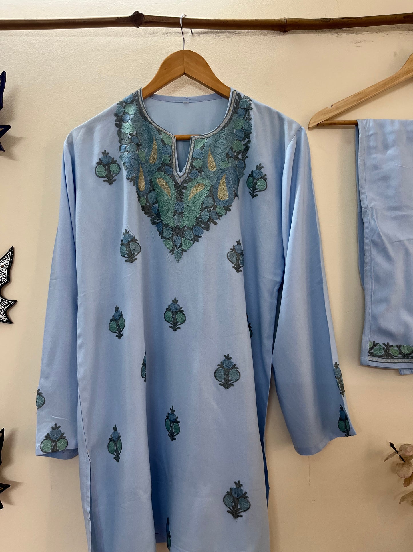Ice Blue Cotton Cord Set (Free Size/ XL)