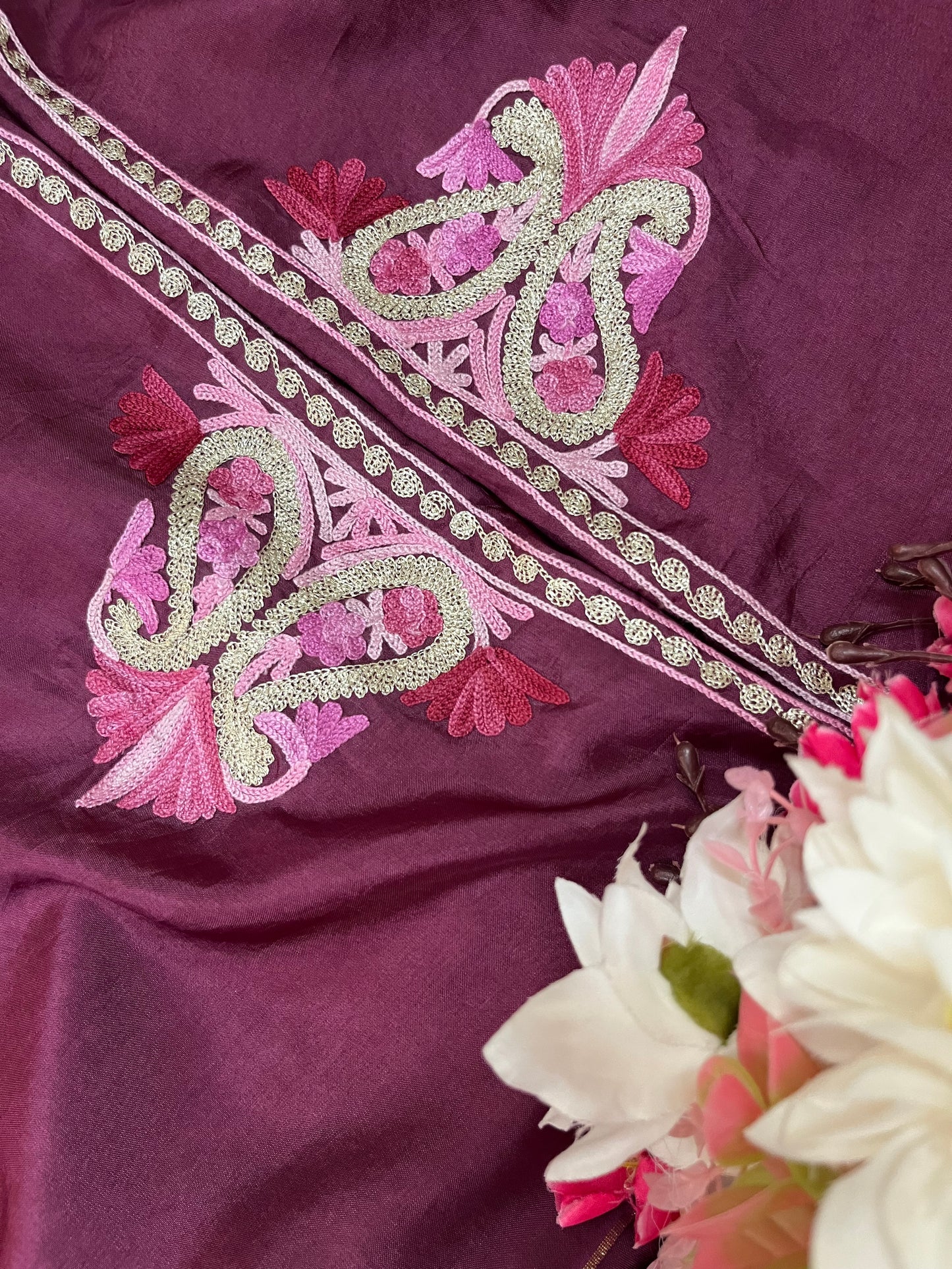 Wine Opada Silk Kashmiri Suits