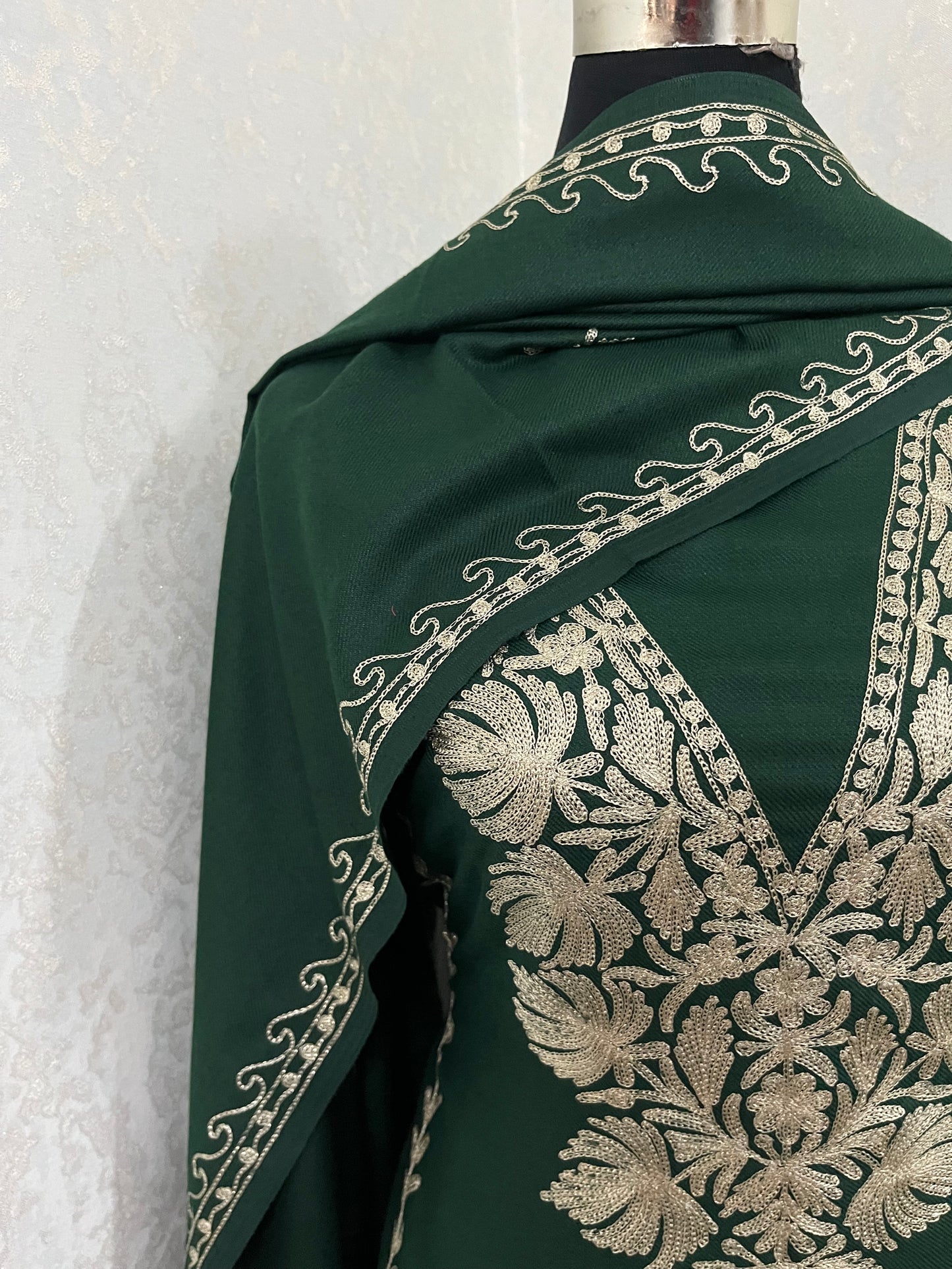 Bottle Green Tilla Embroidered 3pc Suit Stole