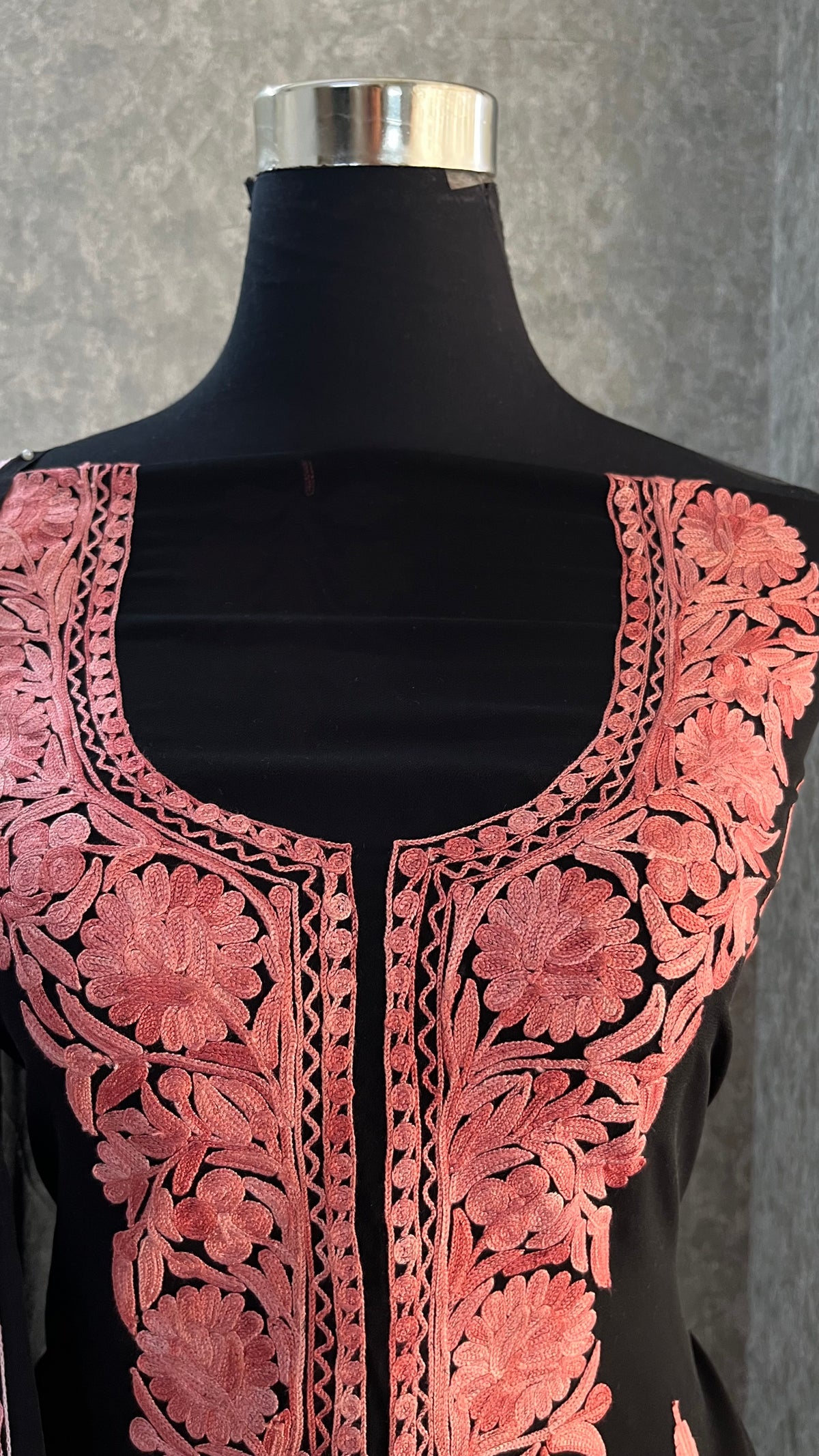 Georgette Black 3 Pc Kashmiri Suit