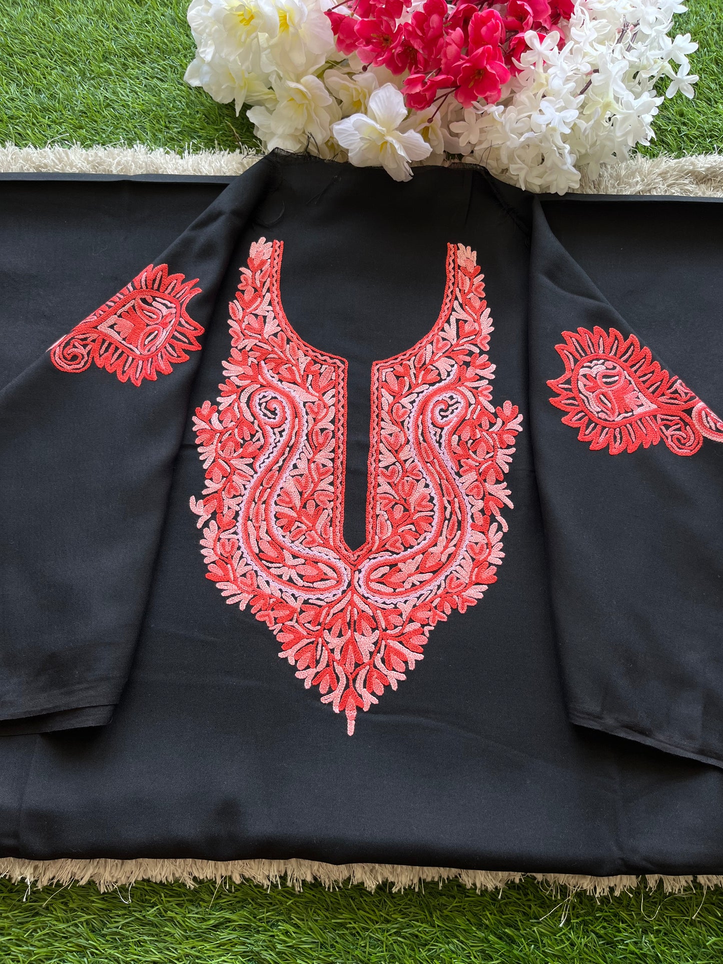 Cotton Black Two Piece Set (Hand Embroidered)