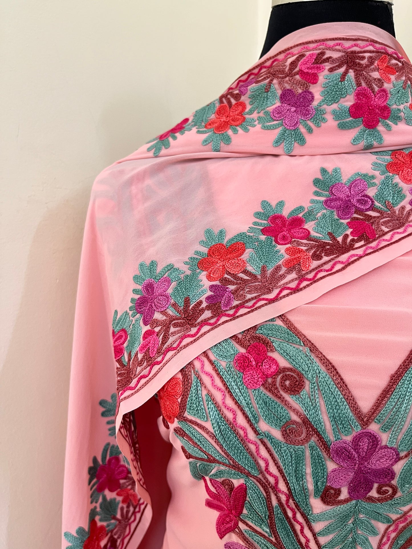 Soft Pink Georgette 3 Pc Kashmiri Suit