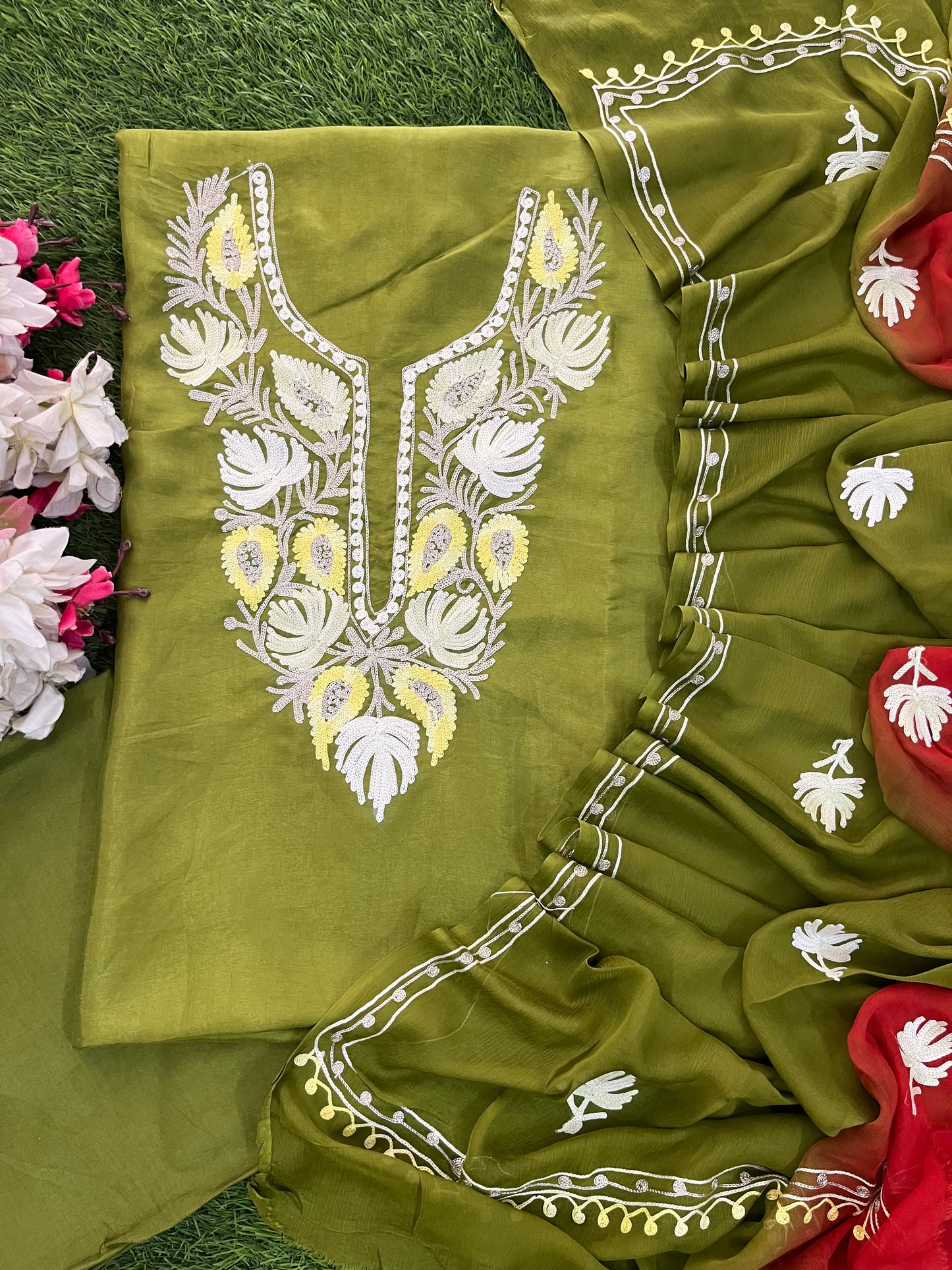 Heena Green Opada Silk Kashmiri Suit