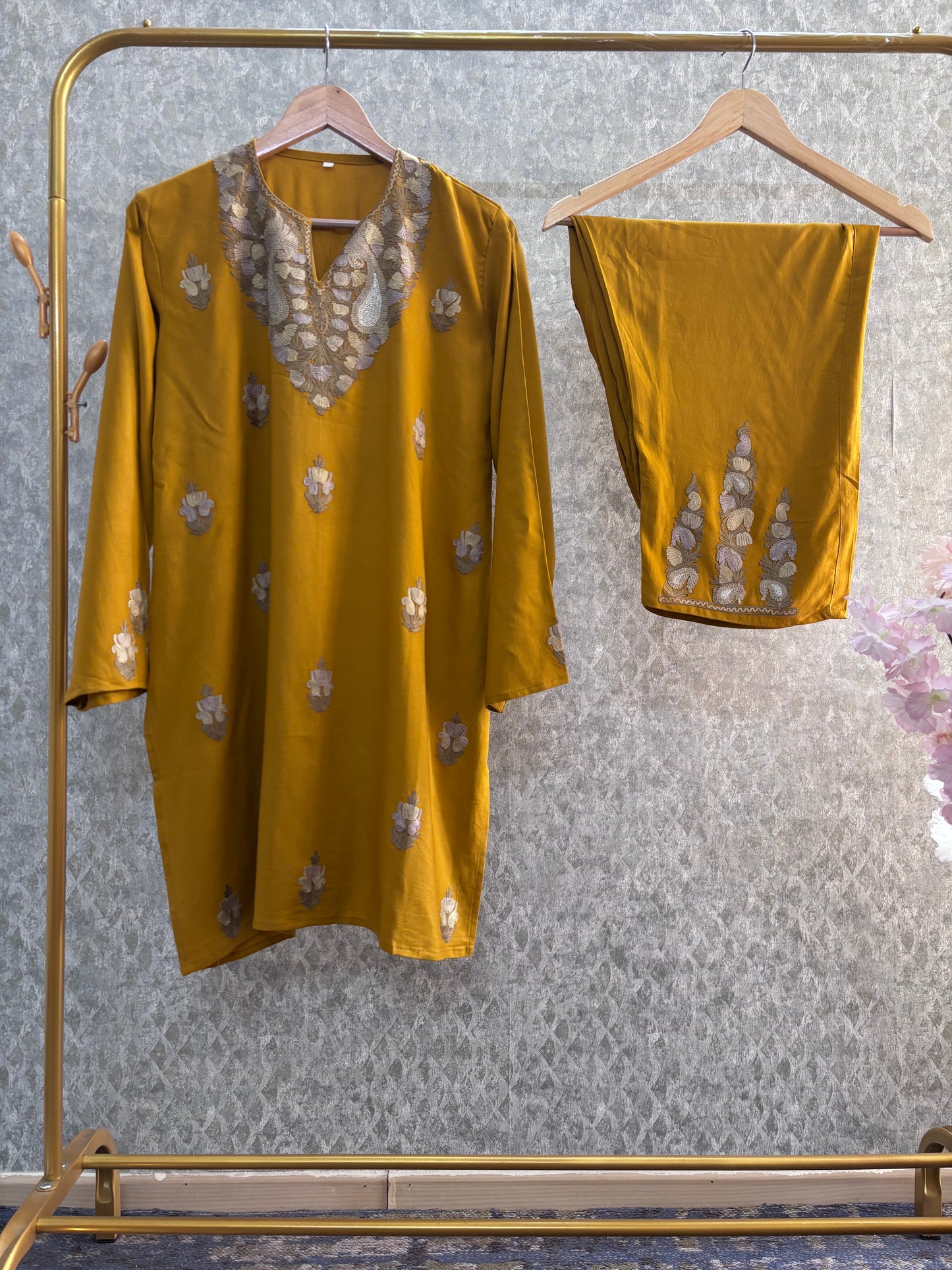 Yellow Cotton Cord Set  Size(40)