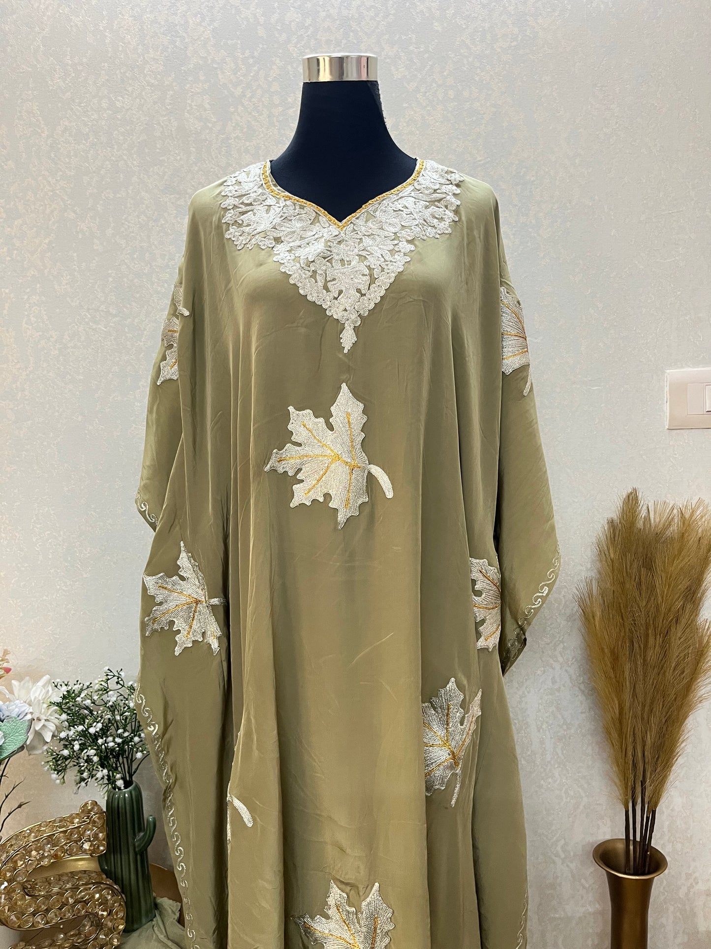 Crape Kashmiri Kaftan Set