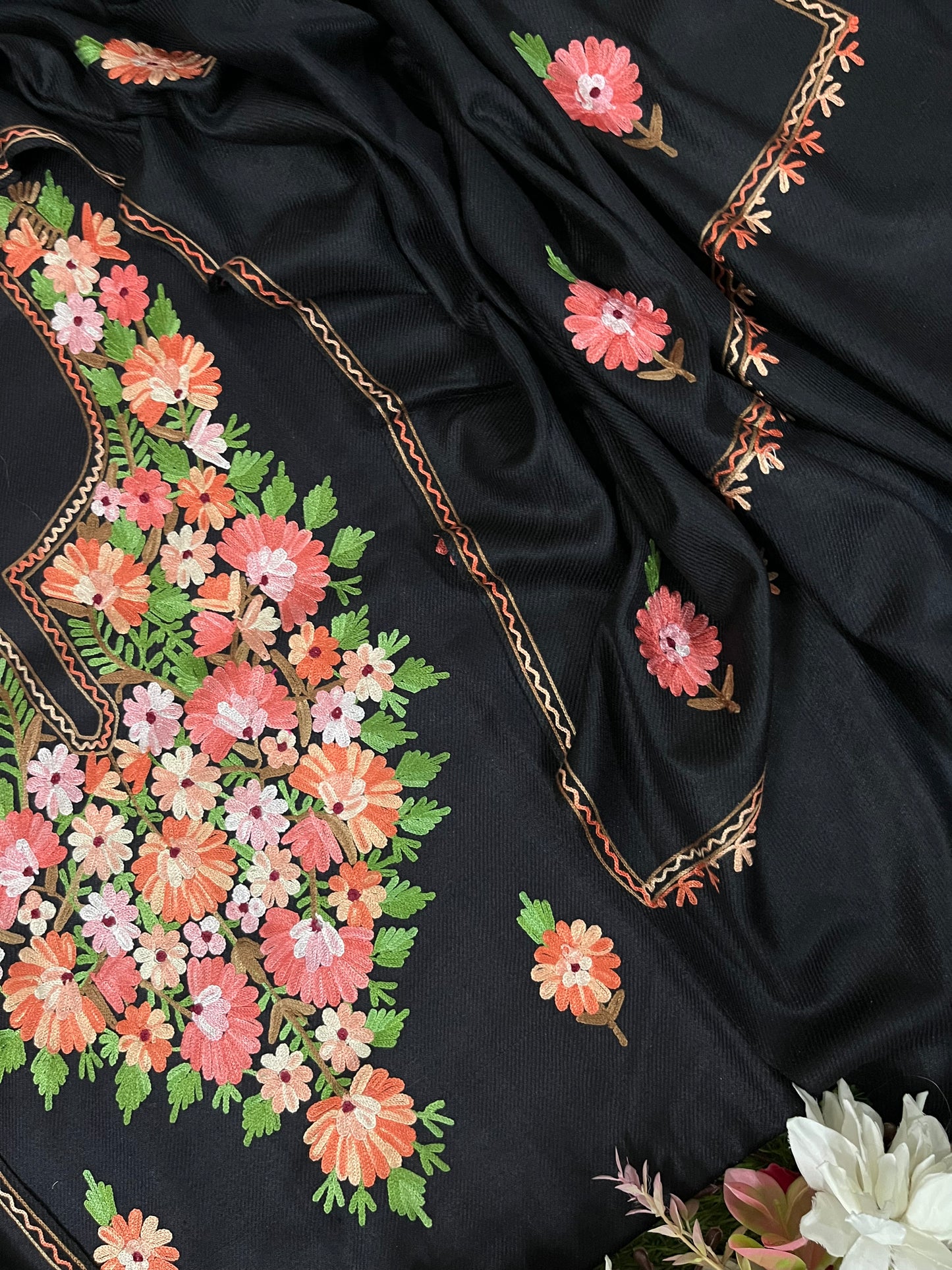 Black Woollen Aari Embroidered 3pc suit