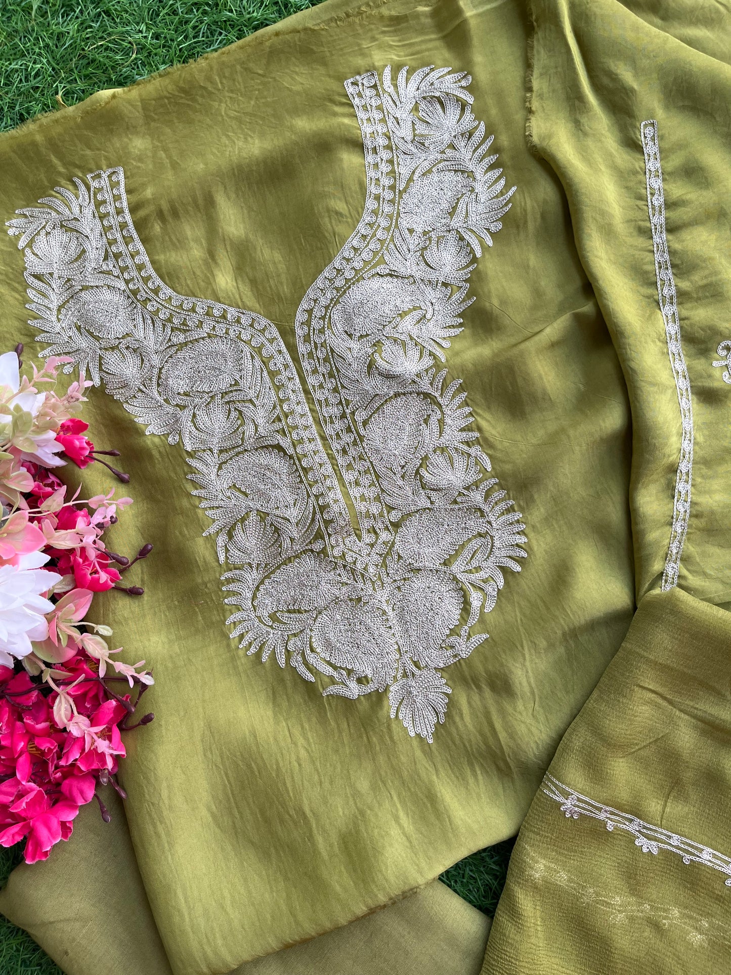 Heena Green Silk Tilla Kashmiri Suit