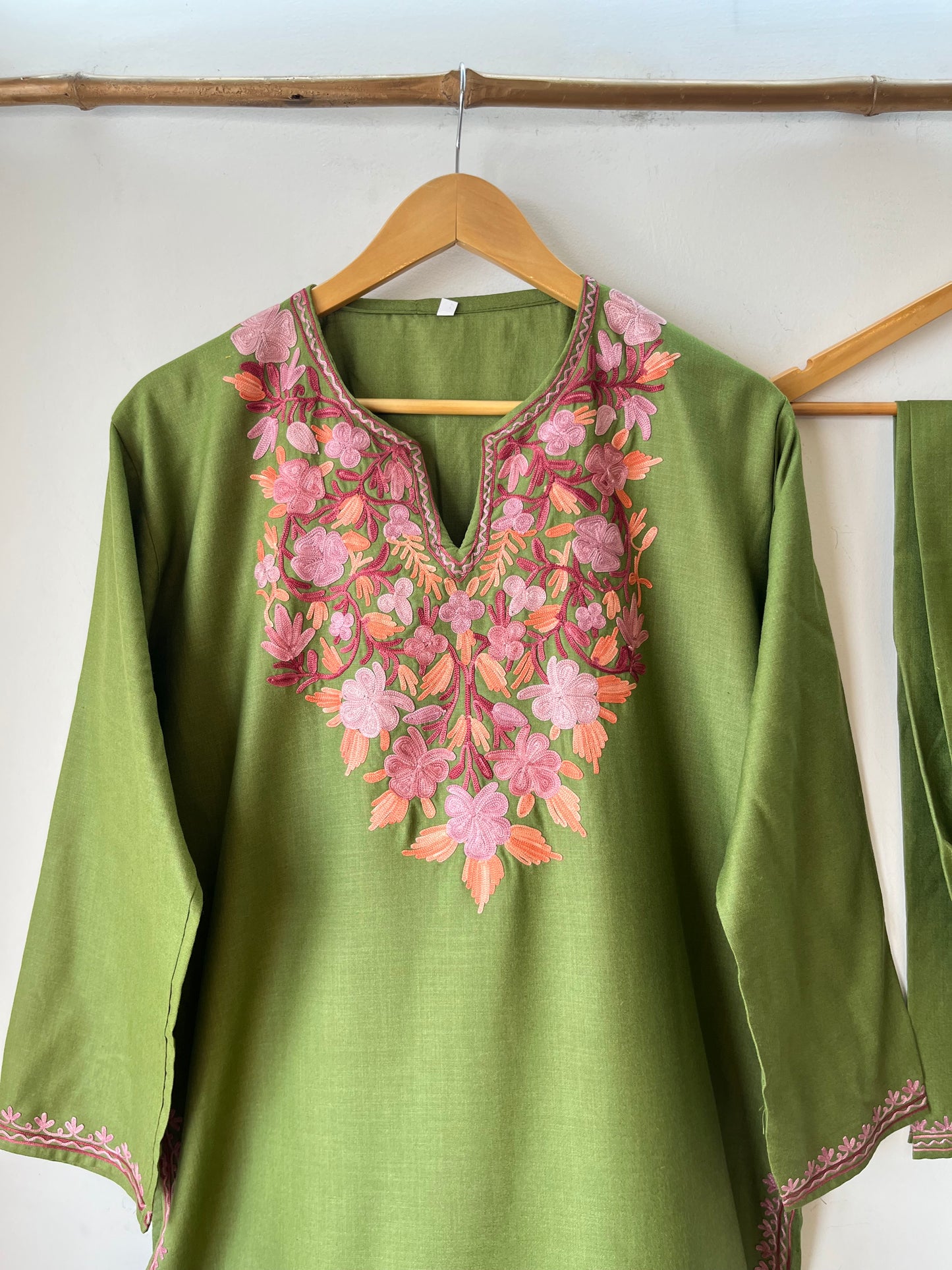 Henna Green Cotton Stitched Co-ord Set (XXL)