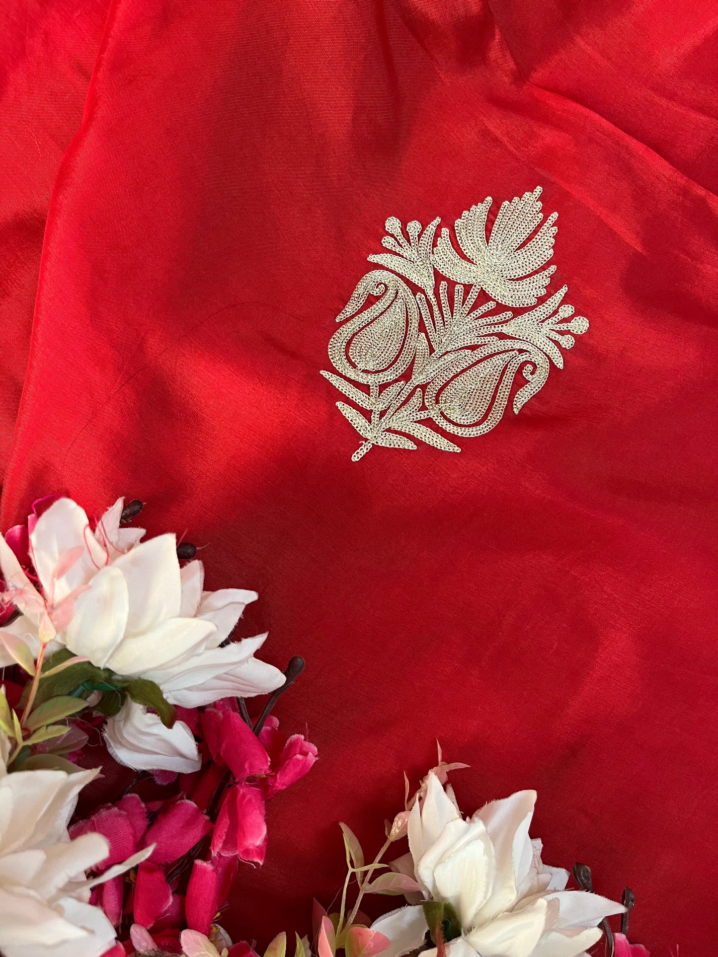 Red Sanam’ Silk Tilla Kashmiri Suit
