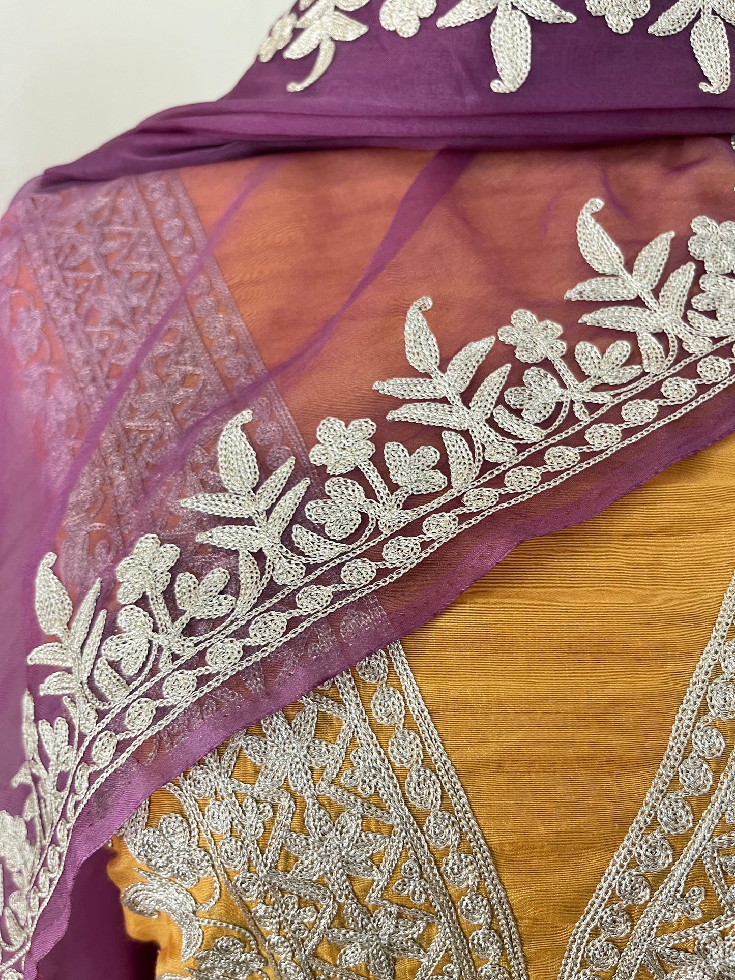 Golden Yellow Chanderi Silk Kashmiri Suit