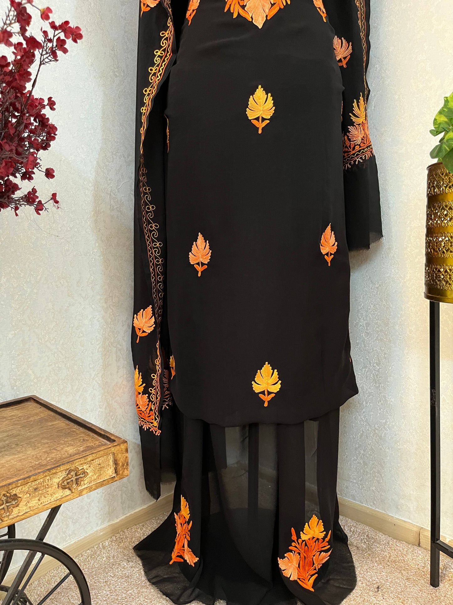 Georgette Black 3 Pc Aari Embroidered Suit Set