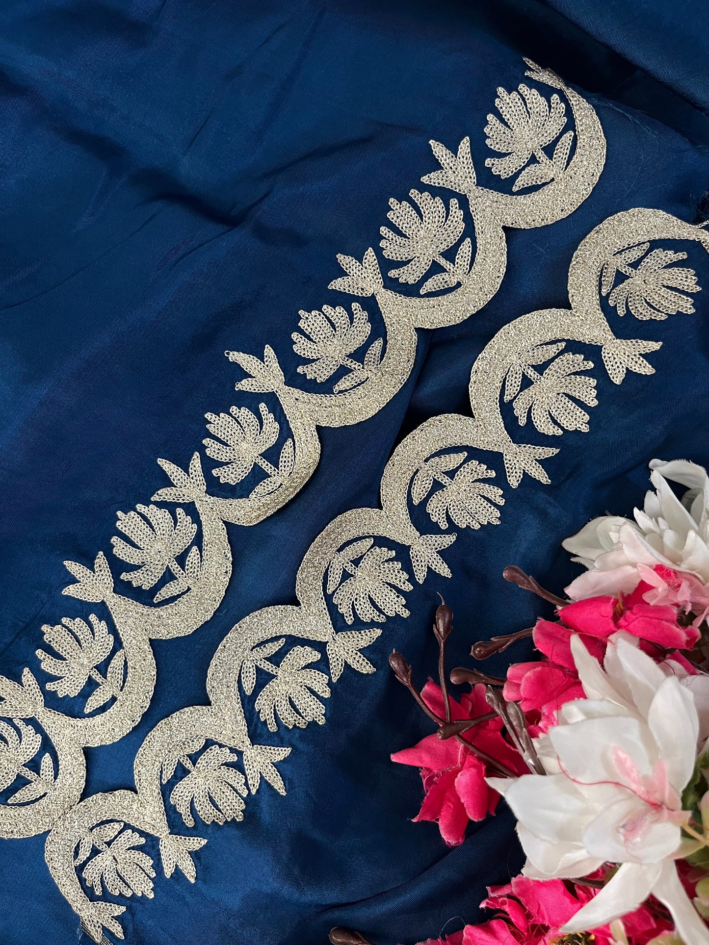 Sanam’ Royal Blue Silk Tilla Embroidered Suit material