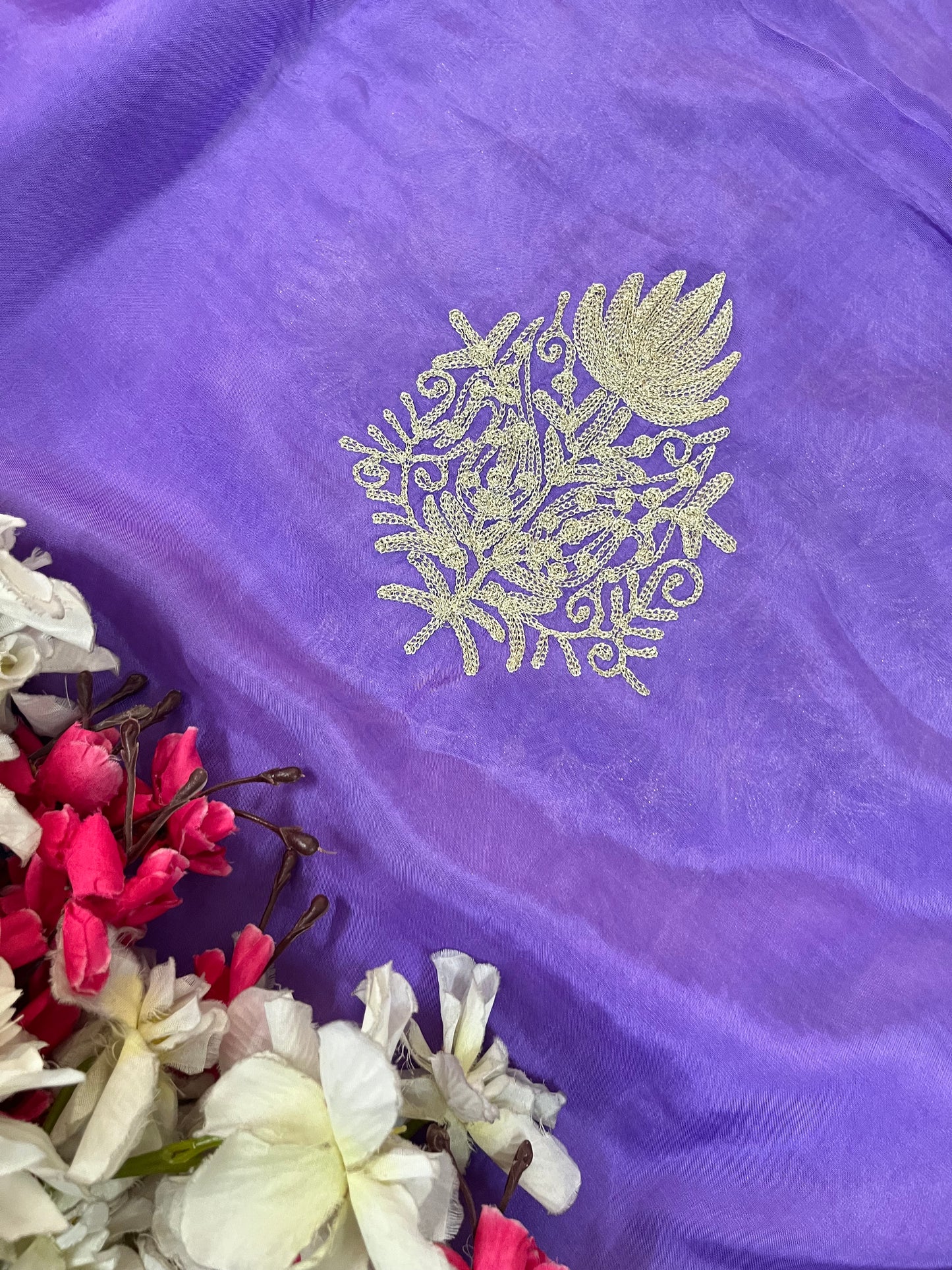 Soft Purple Silk Tilla Kashmiri Suit