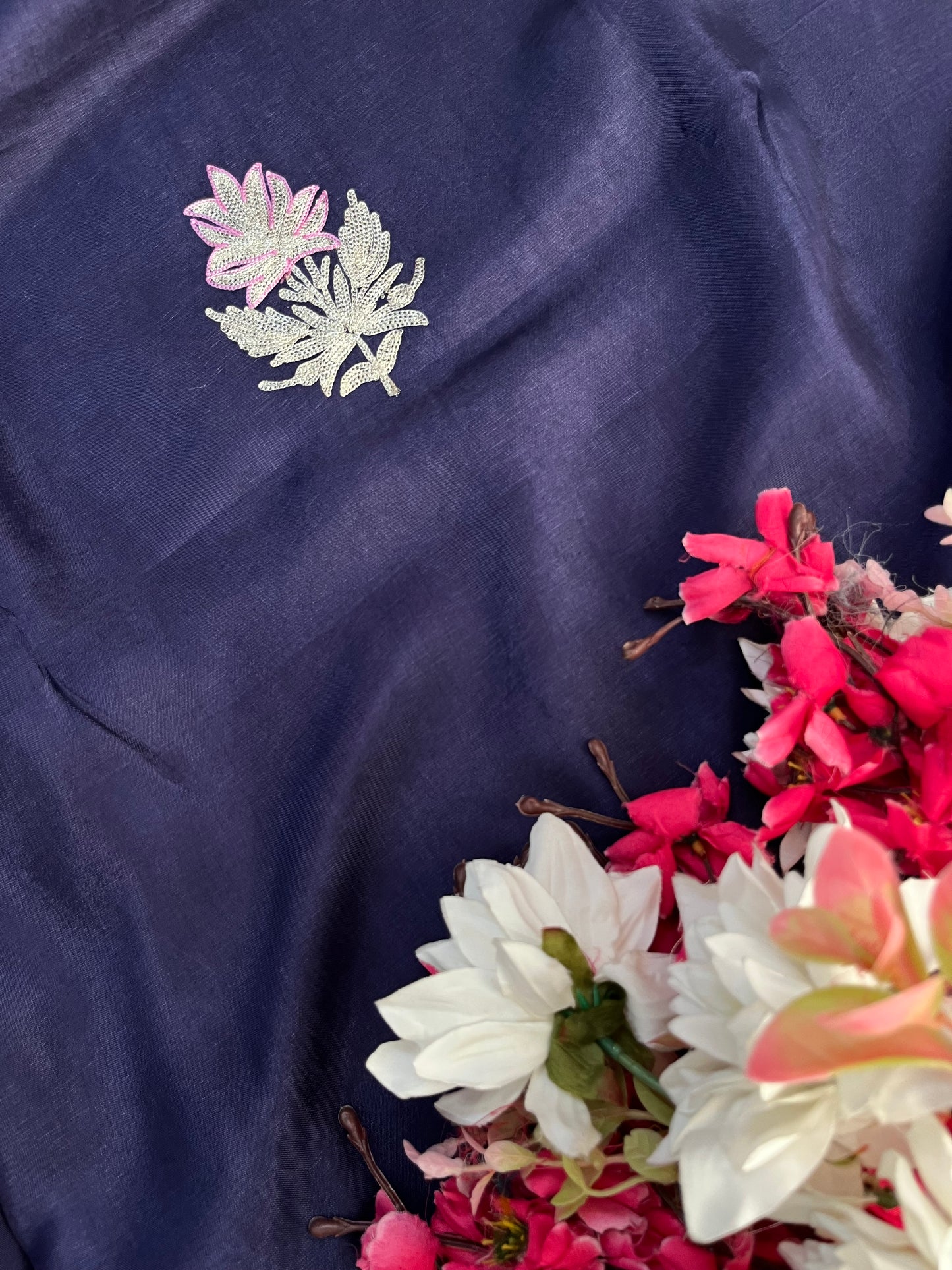 Navy Blue Silk Tilla Kashmiri Suit