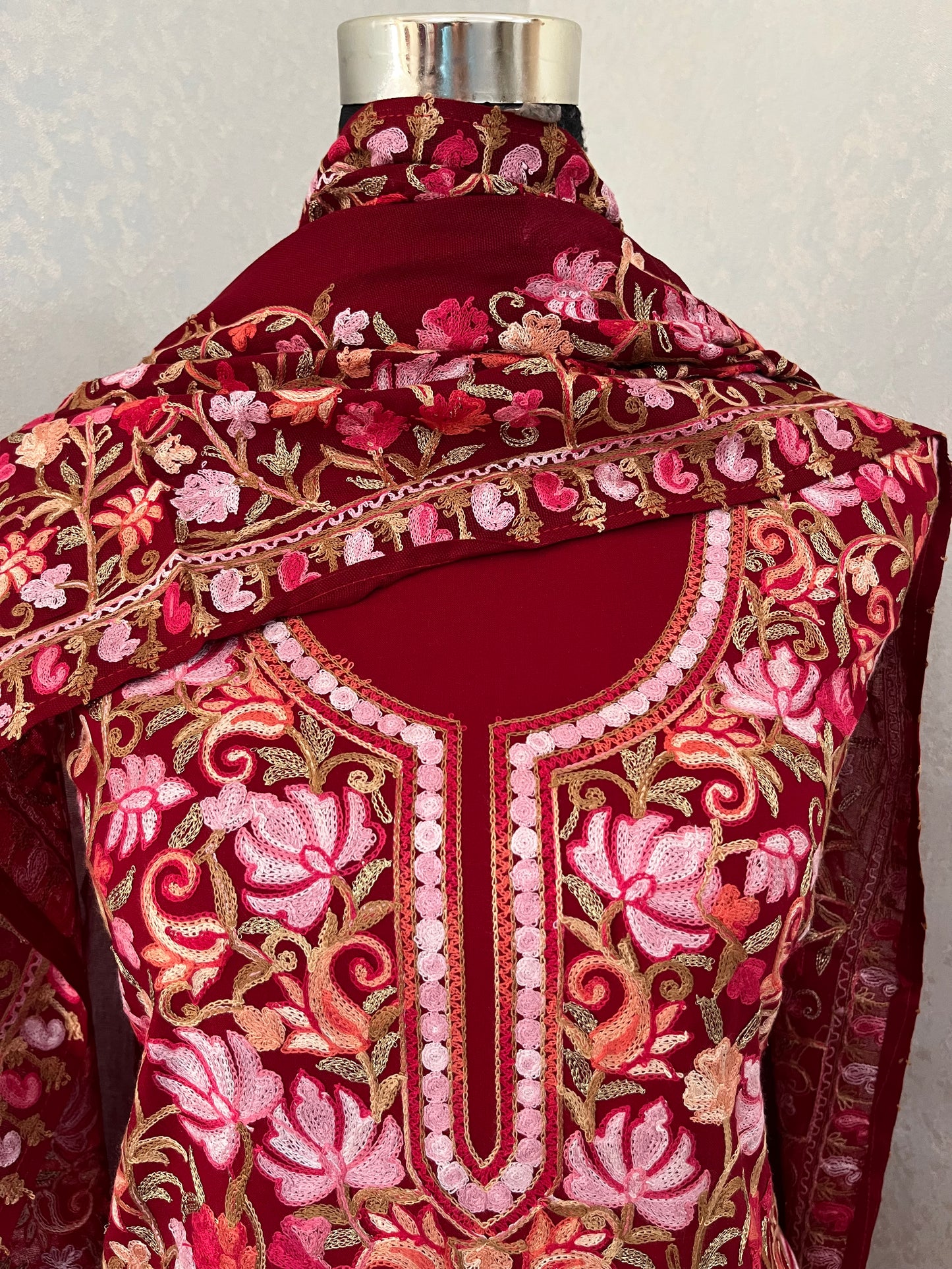 Maroon Cotton Kashmiri Suit